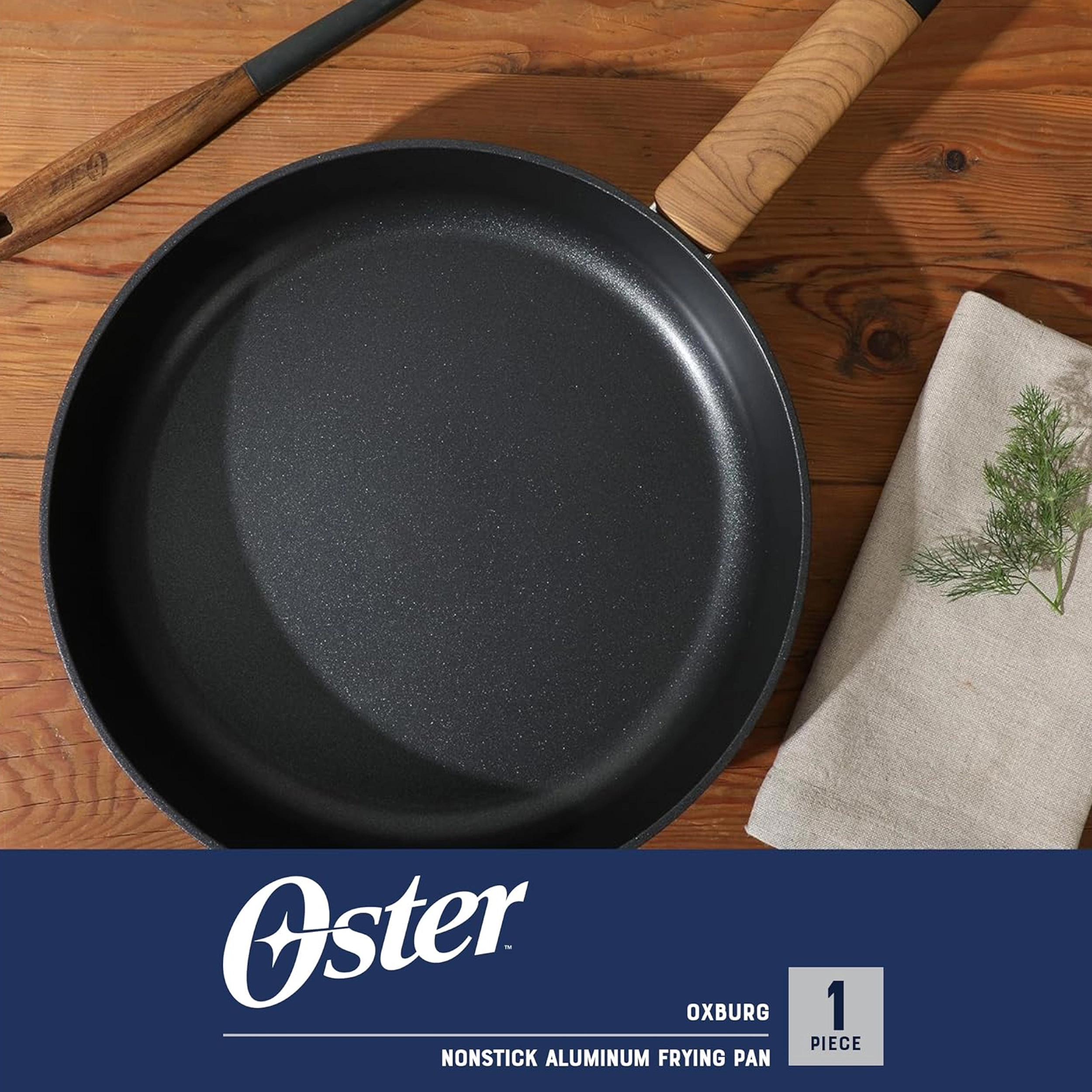 Oster Oxburg 10 Inch Nonstick Aluminum Frying Pan in Black