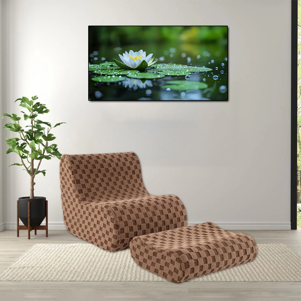 Hivvago Comfortable Bean Bag Chair with Matching Ottoman and High-Resilience Sponge Filling