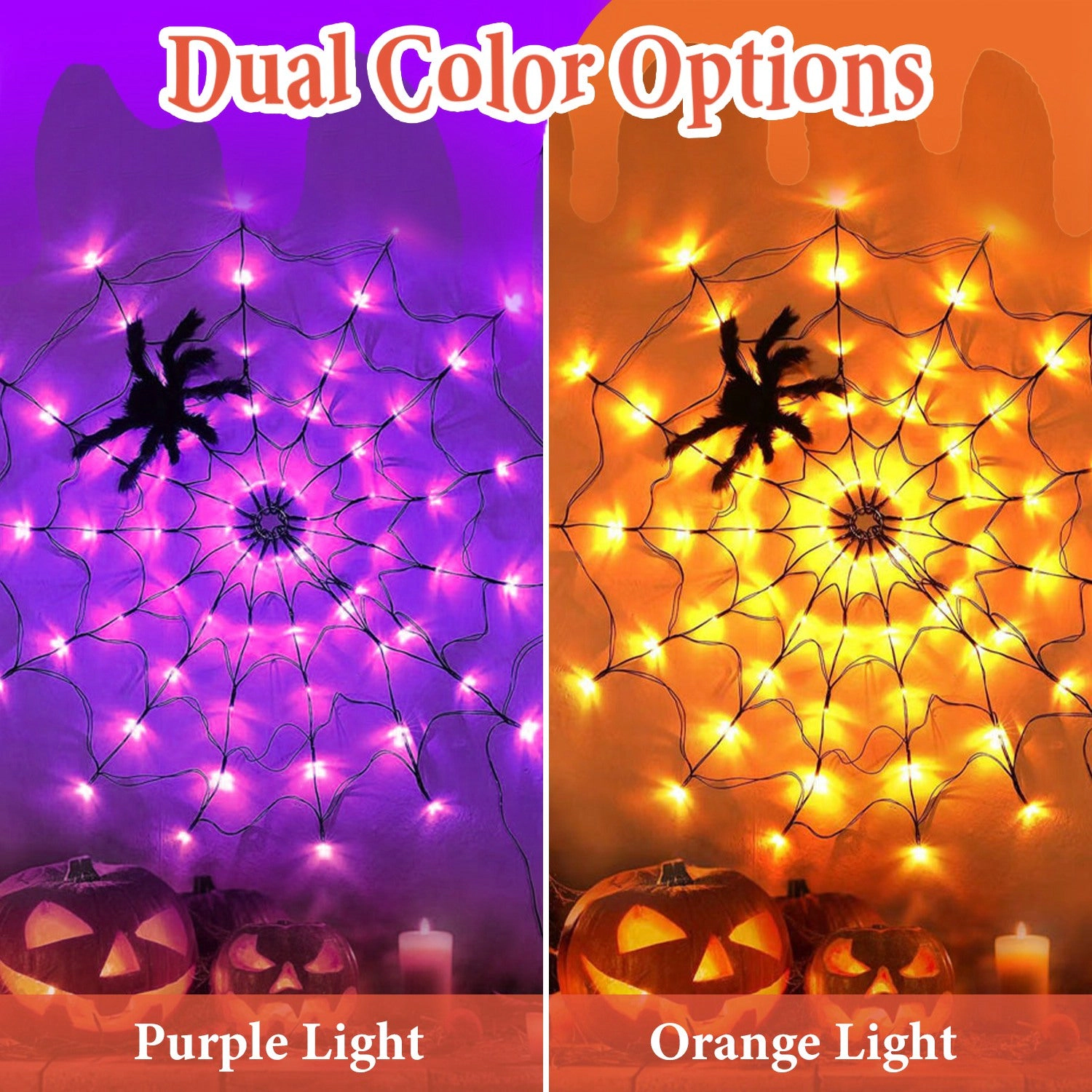 GBruno 70-LED Battery-Powered Spider Web Light