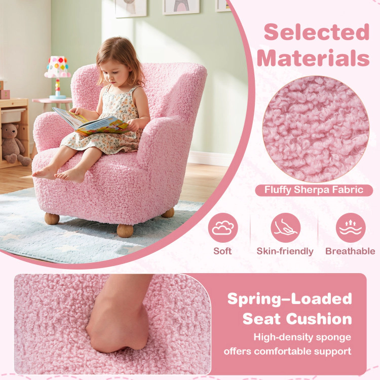 Hivvago Sherpa Kids Sofa Comfy Toddler Armchair With Solid Rubber Wood Legs
