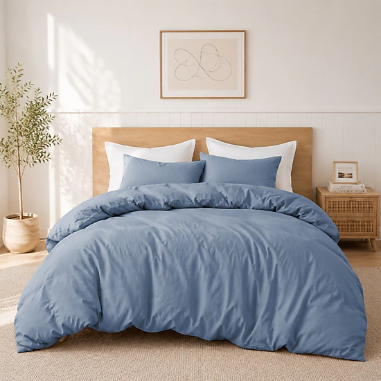 PEACENEST 100% Cotton Duvet Cover Set, Soft Breathable Lightweight Bedding Set