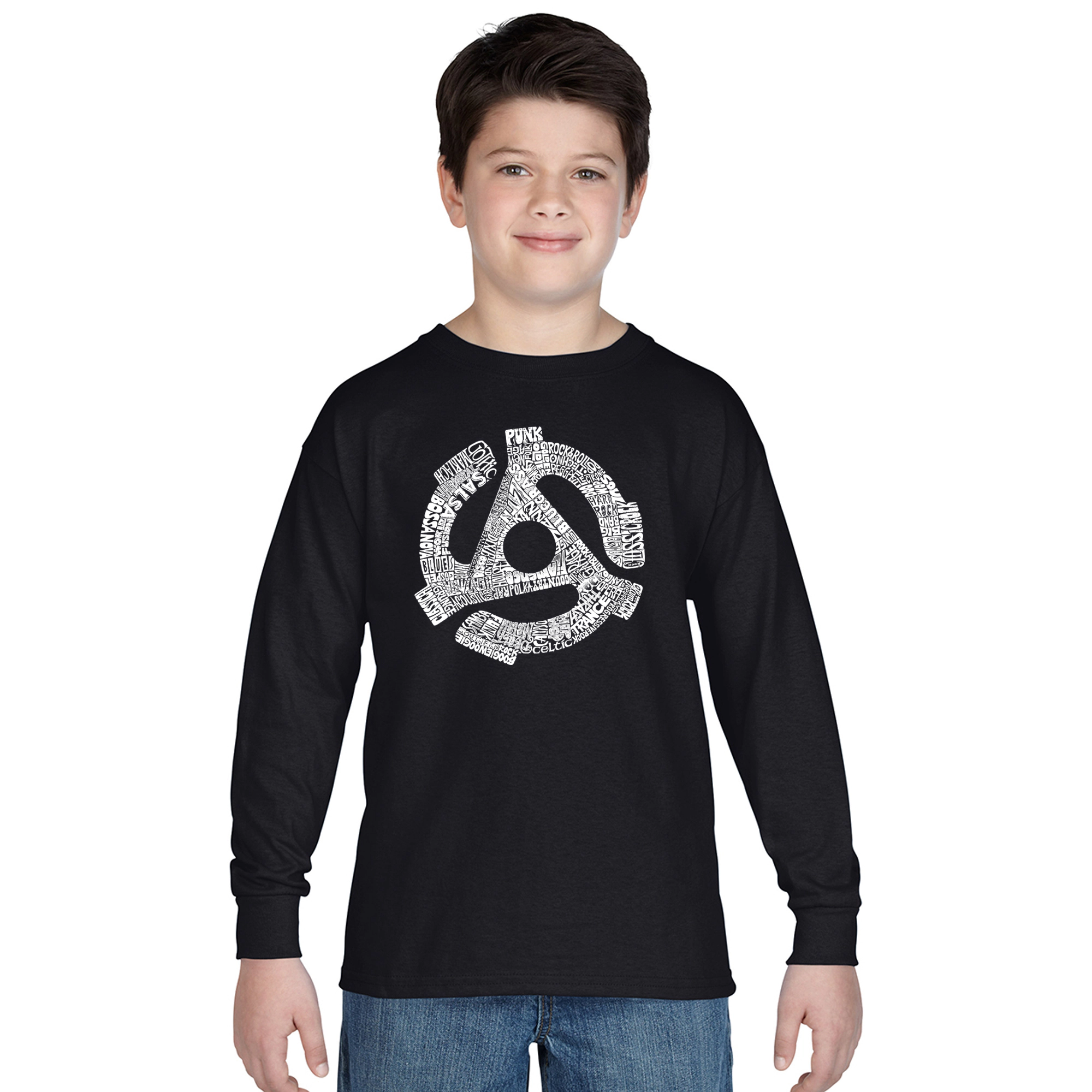 LA Pop Art Boys Long Sleeve T-Shirt -  Record Adapter