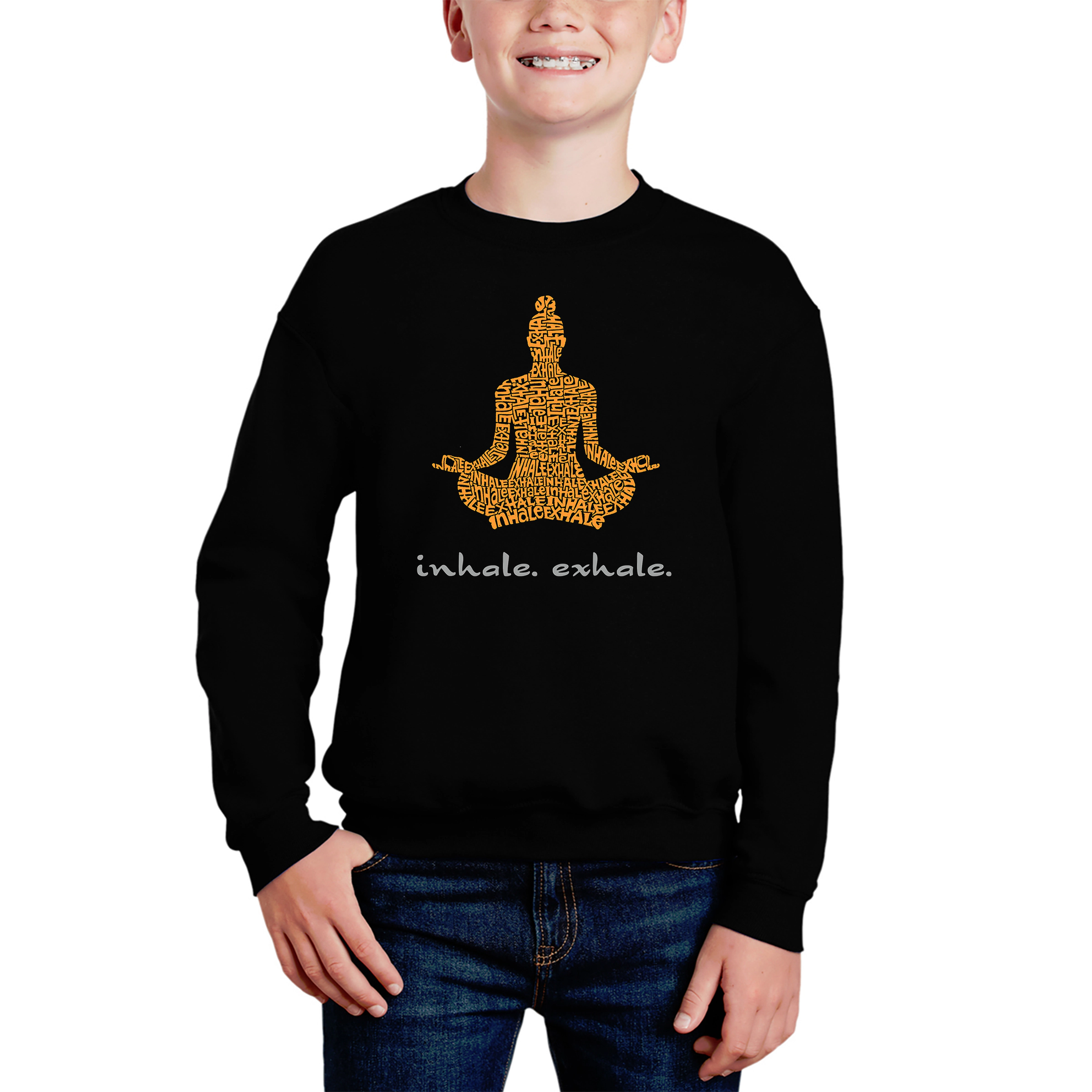 LA Pop Art Boy's Word Sweatshirt - Inhale Exhale
