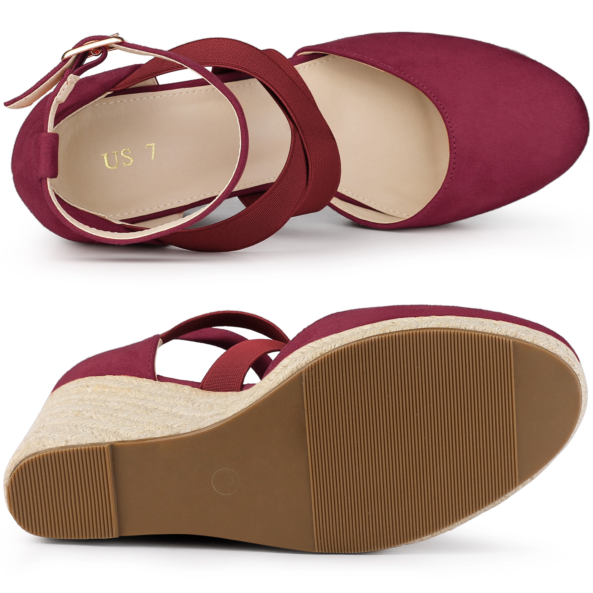 BLISSFUL STEP Women's Closed Toe Espadrilles Wedge Ankle Strap Sandals