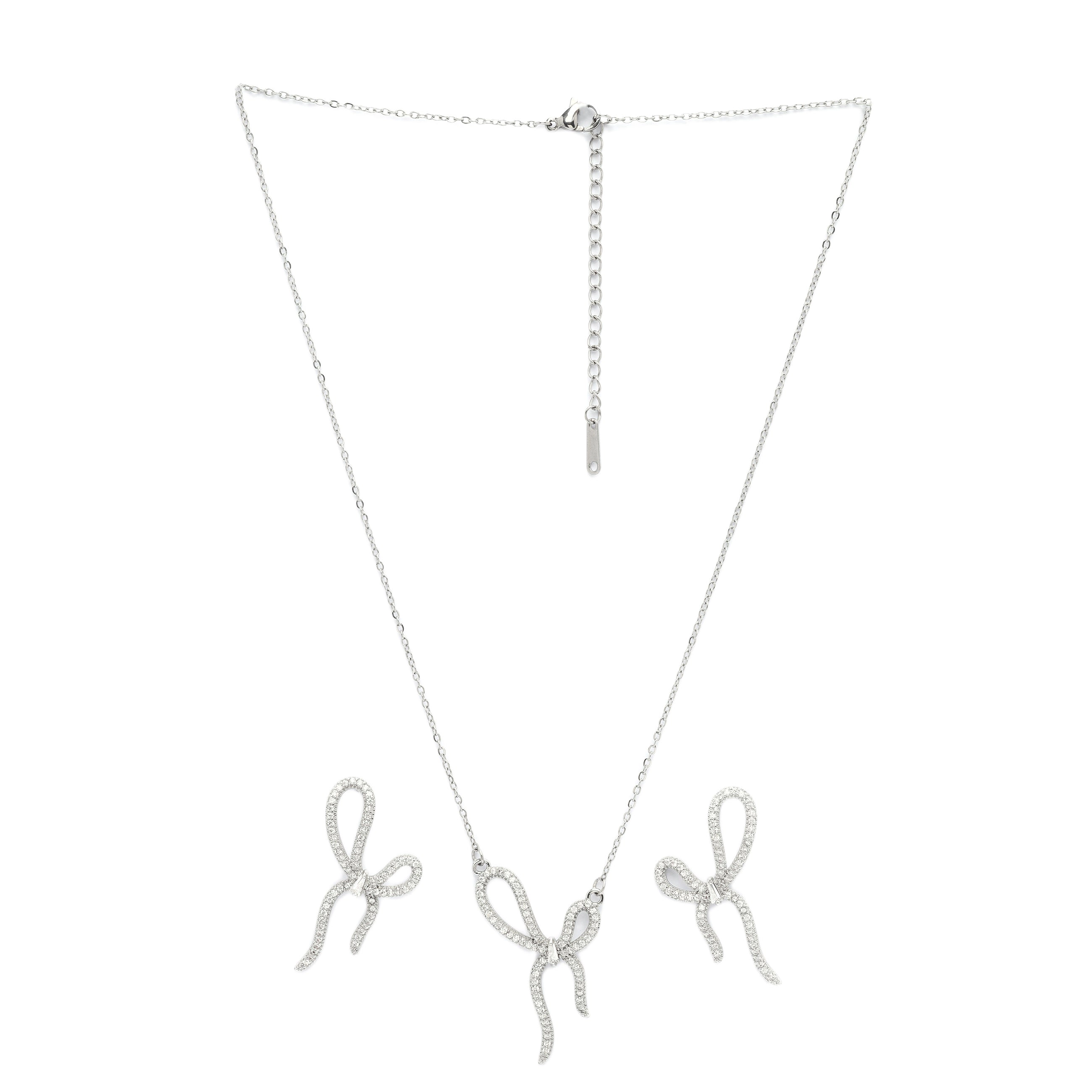 AGP PARIS Twinkling Bow Womens Necklace and Earrings Set