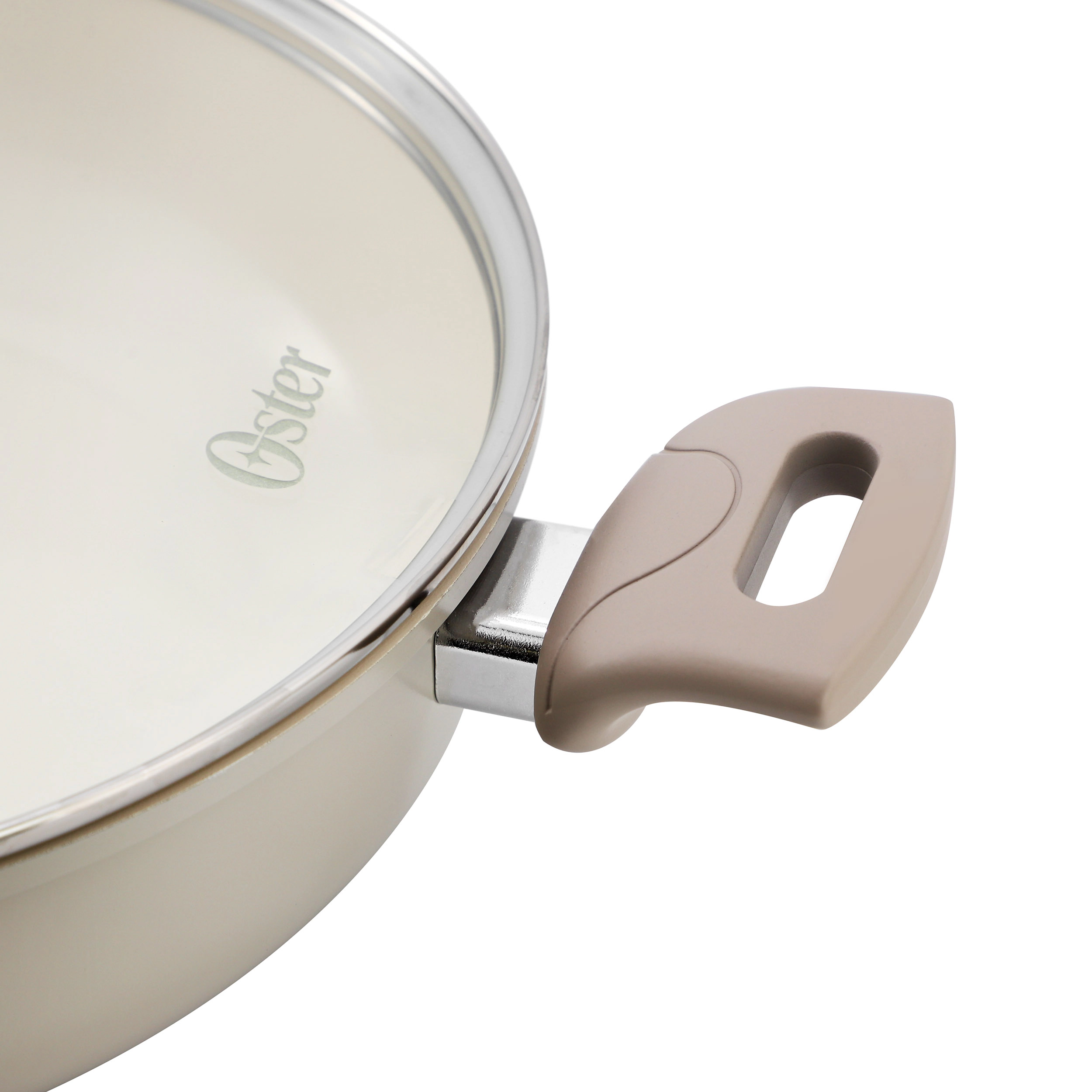 Oster Sutterville Choice 5 Quart Ceramic Nonstick Saute Pan with Lid in Beige