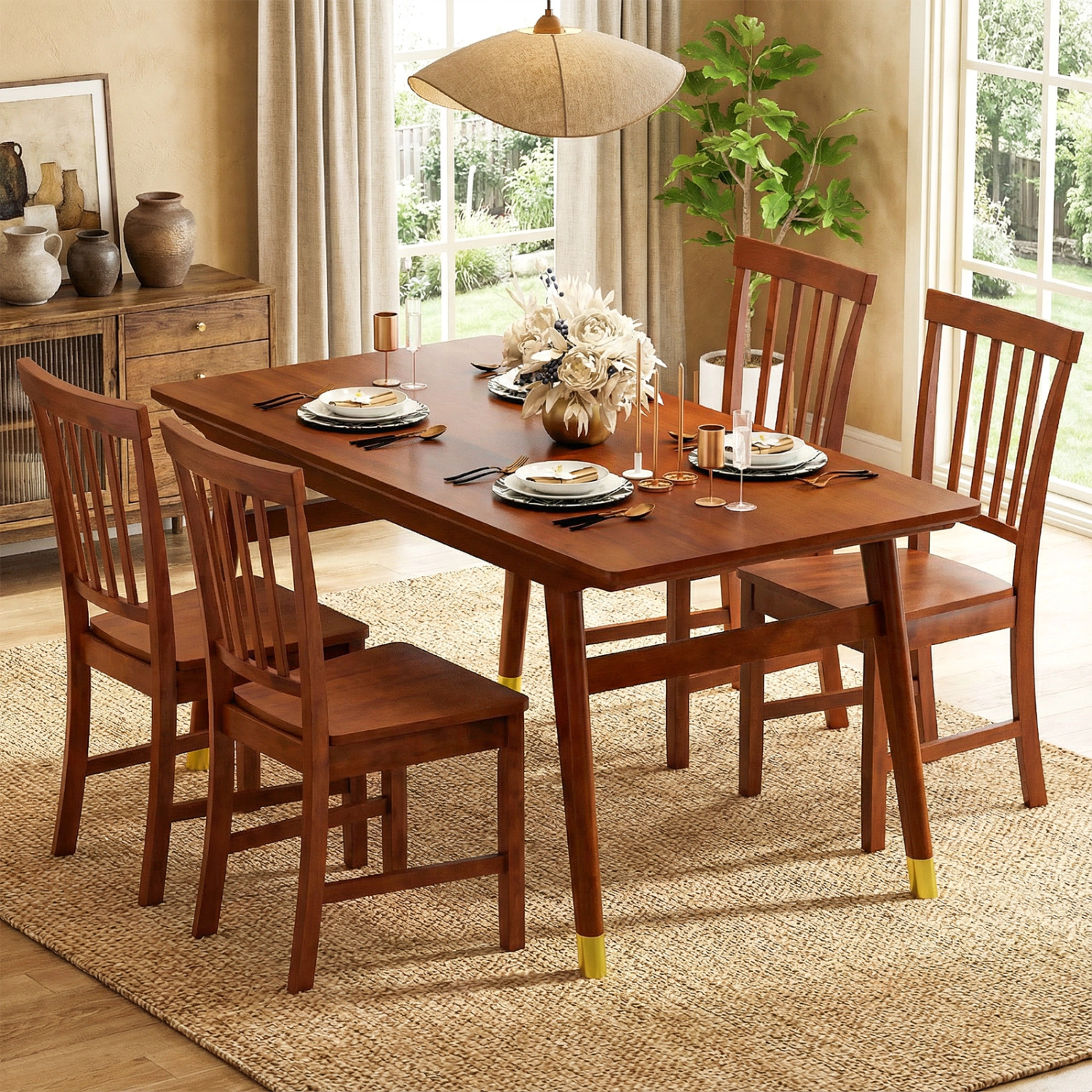 LJG Set of 2 Dining Chairs with Solid Wooden Legs