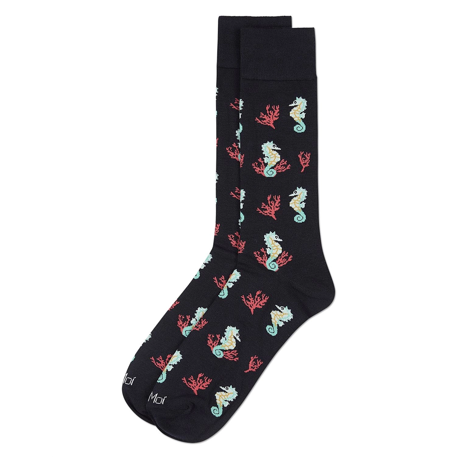 Memoi Men's Seahorses Rayon from Bamboo Crew Socks