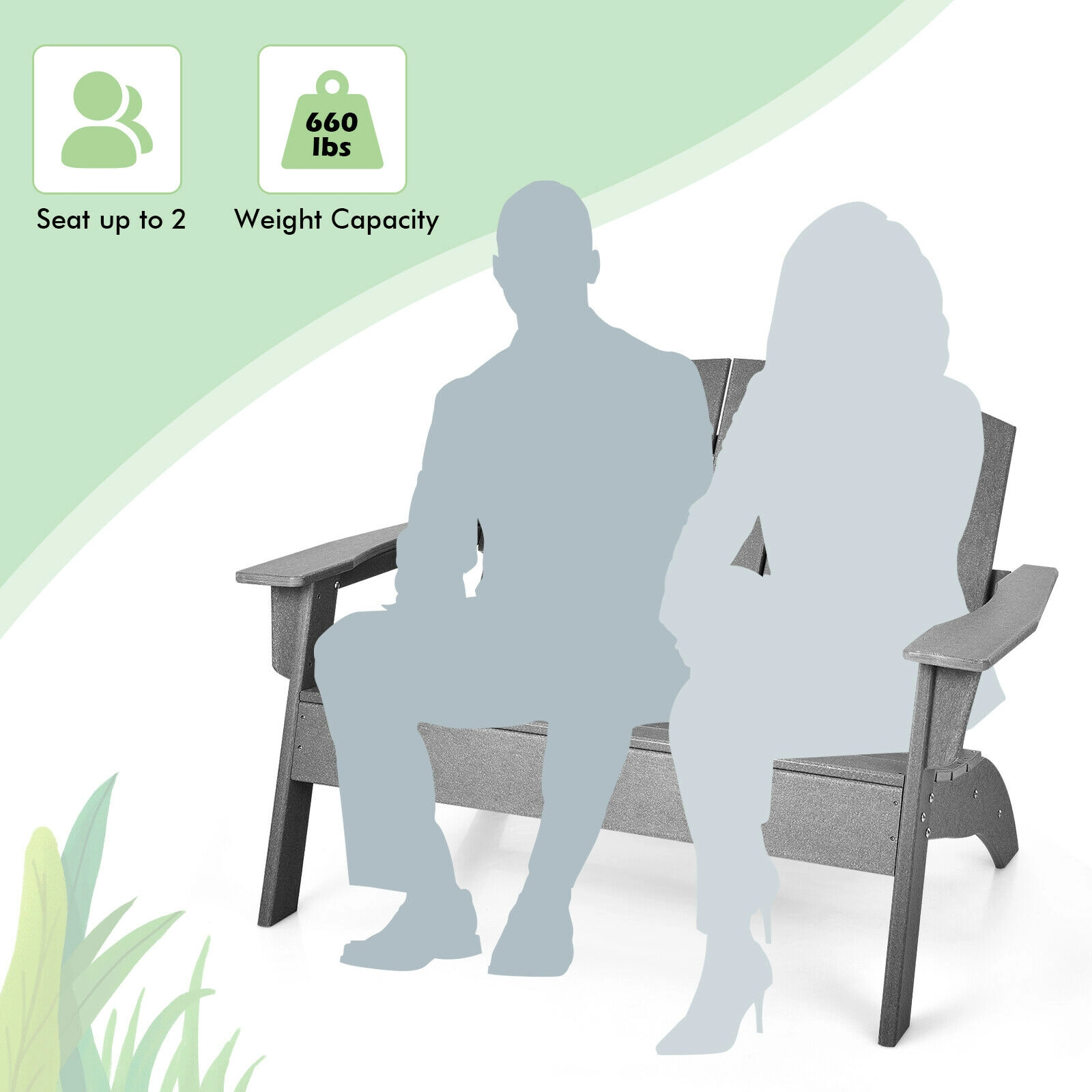 Hivvago HDPE Patio Adirondack Chair for Porch Garden Backyard
