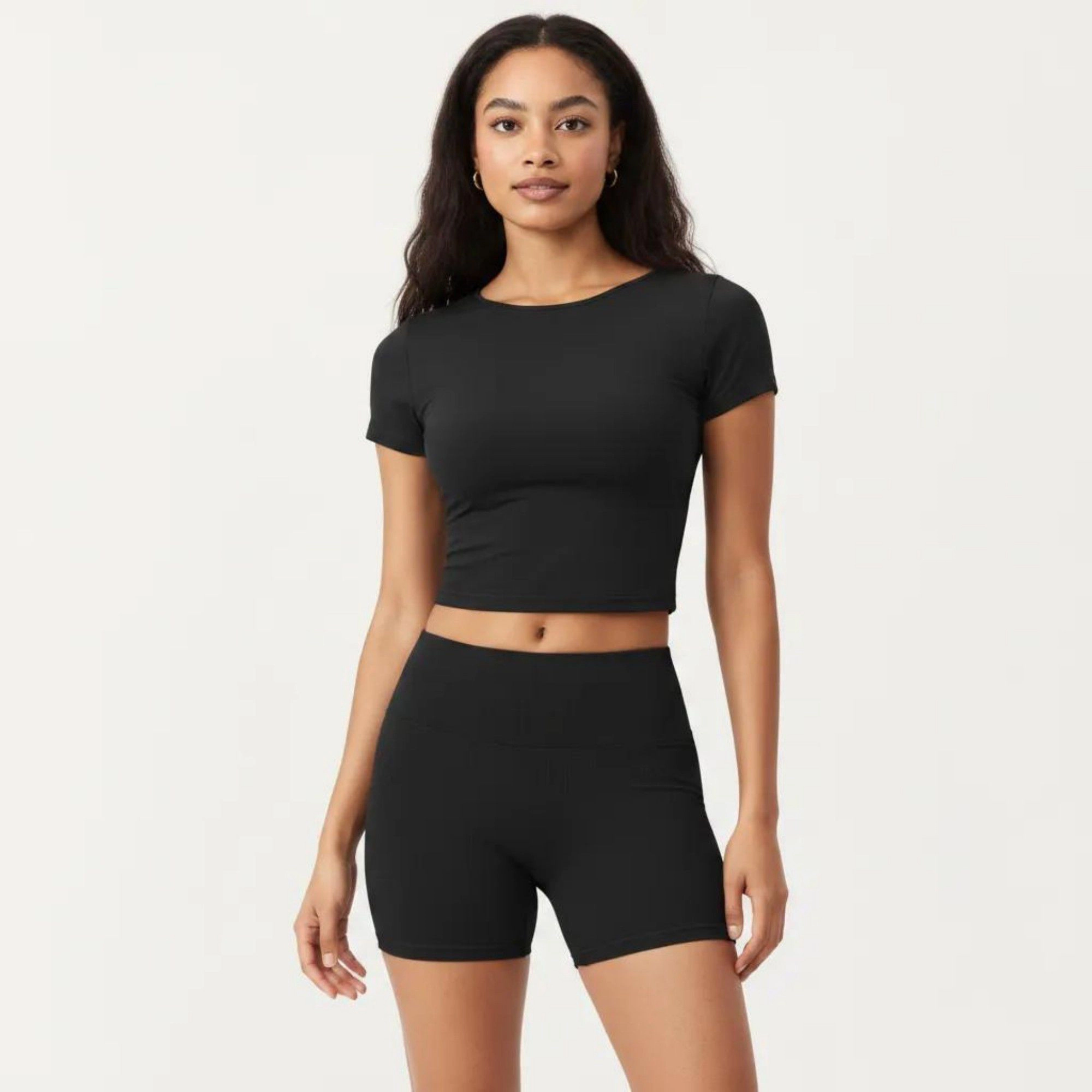 Anna-Kaci Women's Short Sleeve Cropped Active Top with Crew Neck and Smooth Stretch Fit