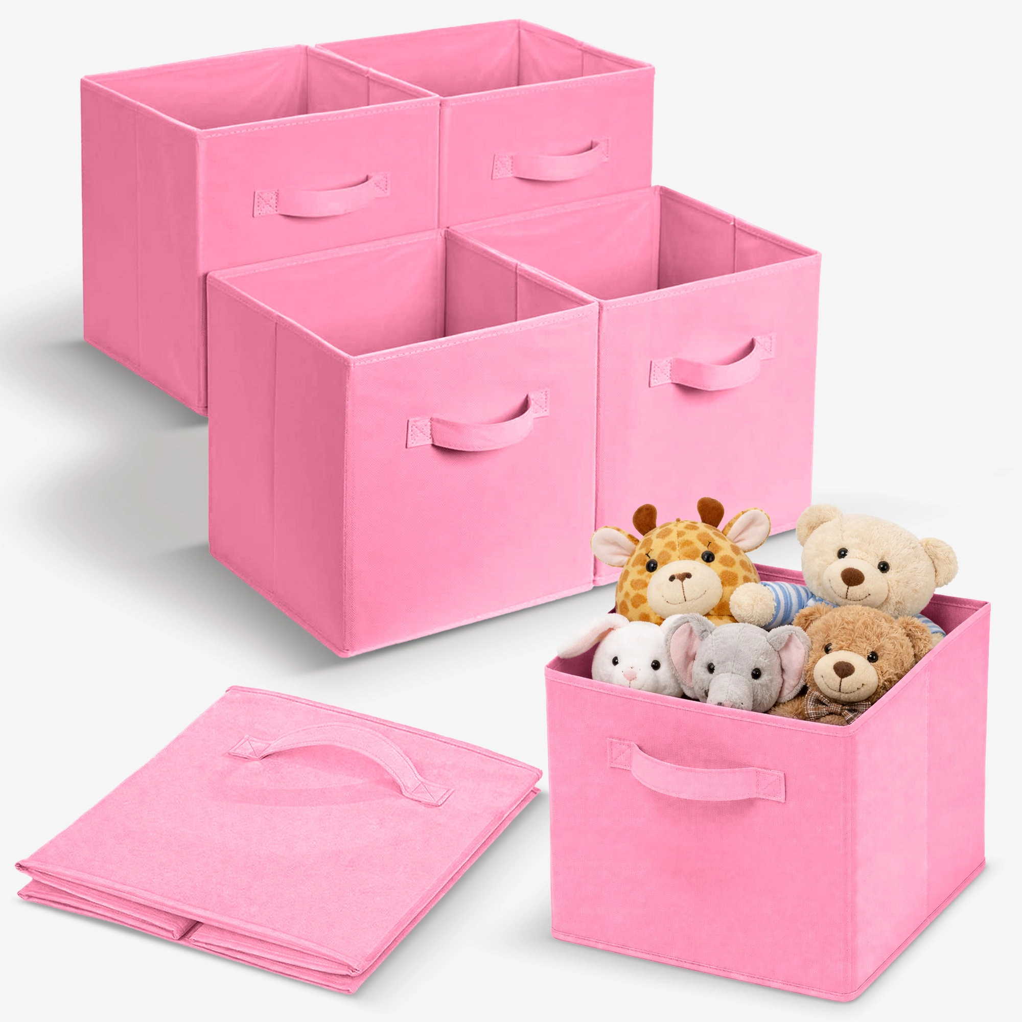 Cheer Collection Fabric Storage Cubes with Handles 6 Pack Collapsible Shelf