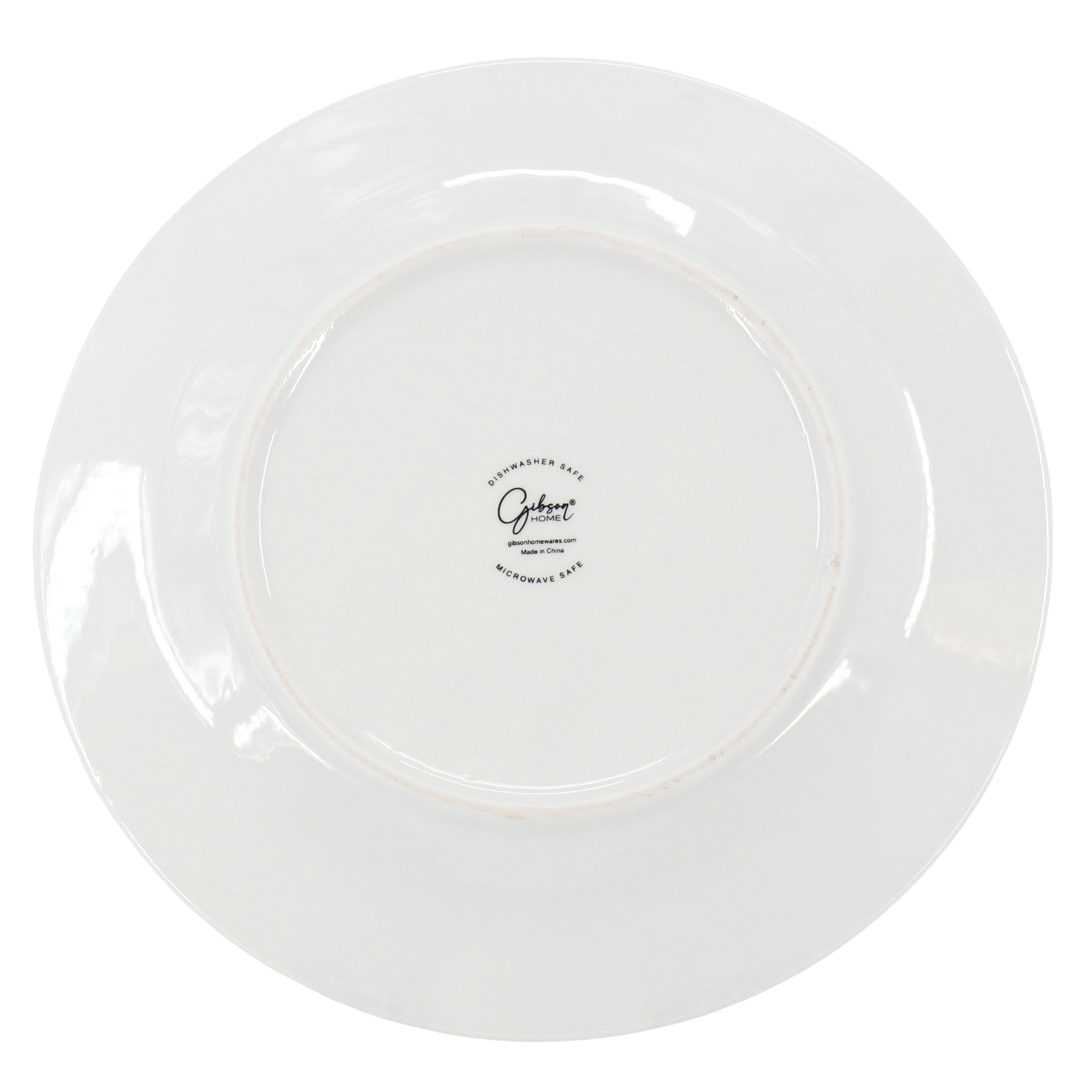 Gibson Home Green Loops 12 Piece Round Fine Ceramic Dinnerware Set in White
