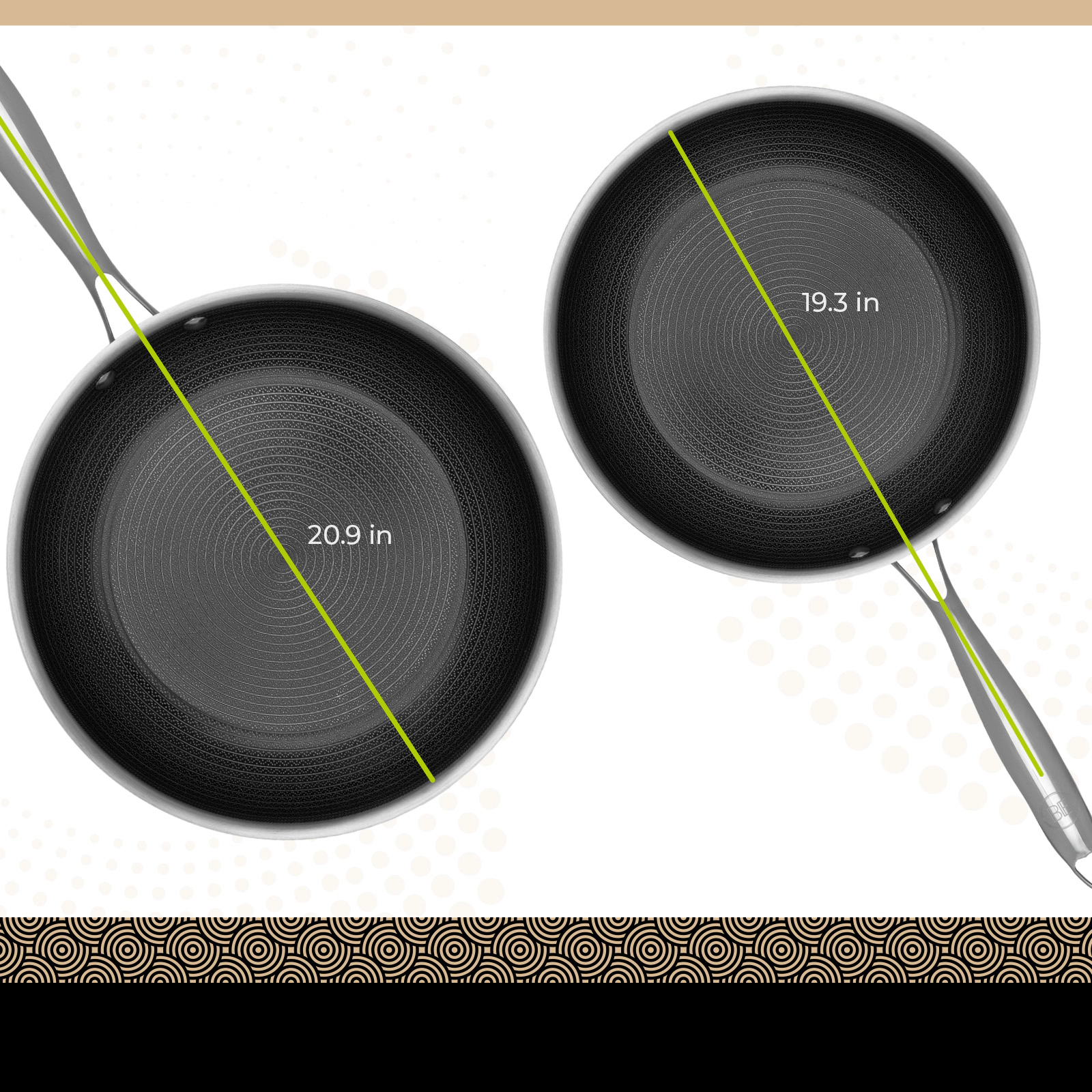 BE - LIVING CIRCLAD Series 2-Piece Stainless Steel Nonstick Fry Pan Set 10" and 12"