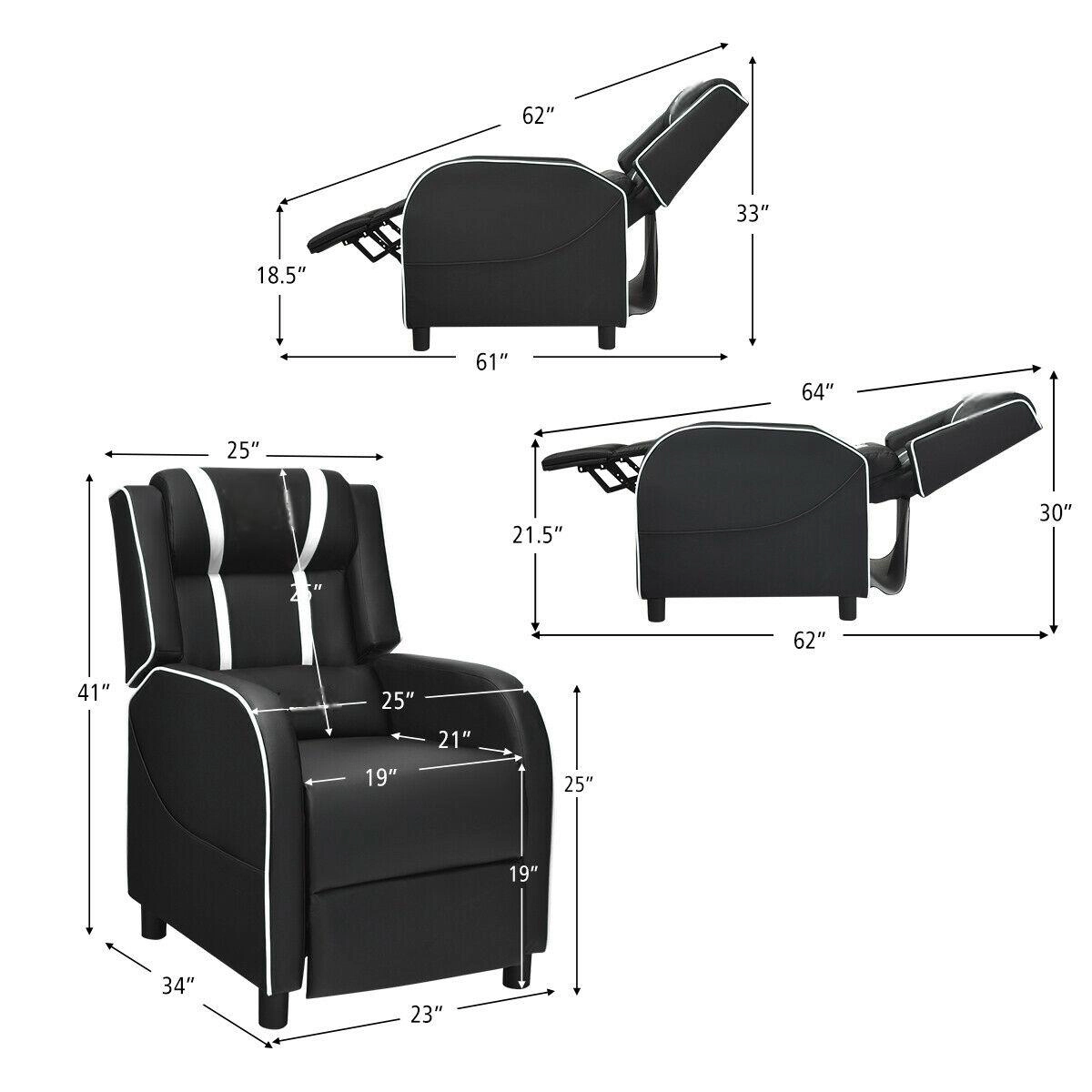 SUGIFT White Racing-Style Gaming Recliner with Massage, Footrest and 160-Degree Recline