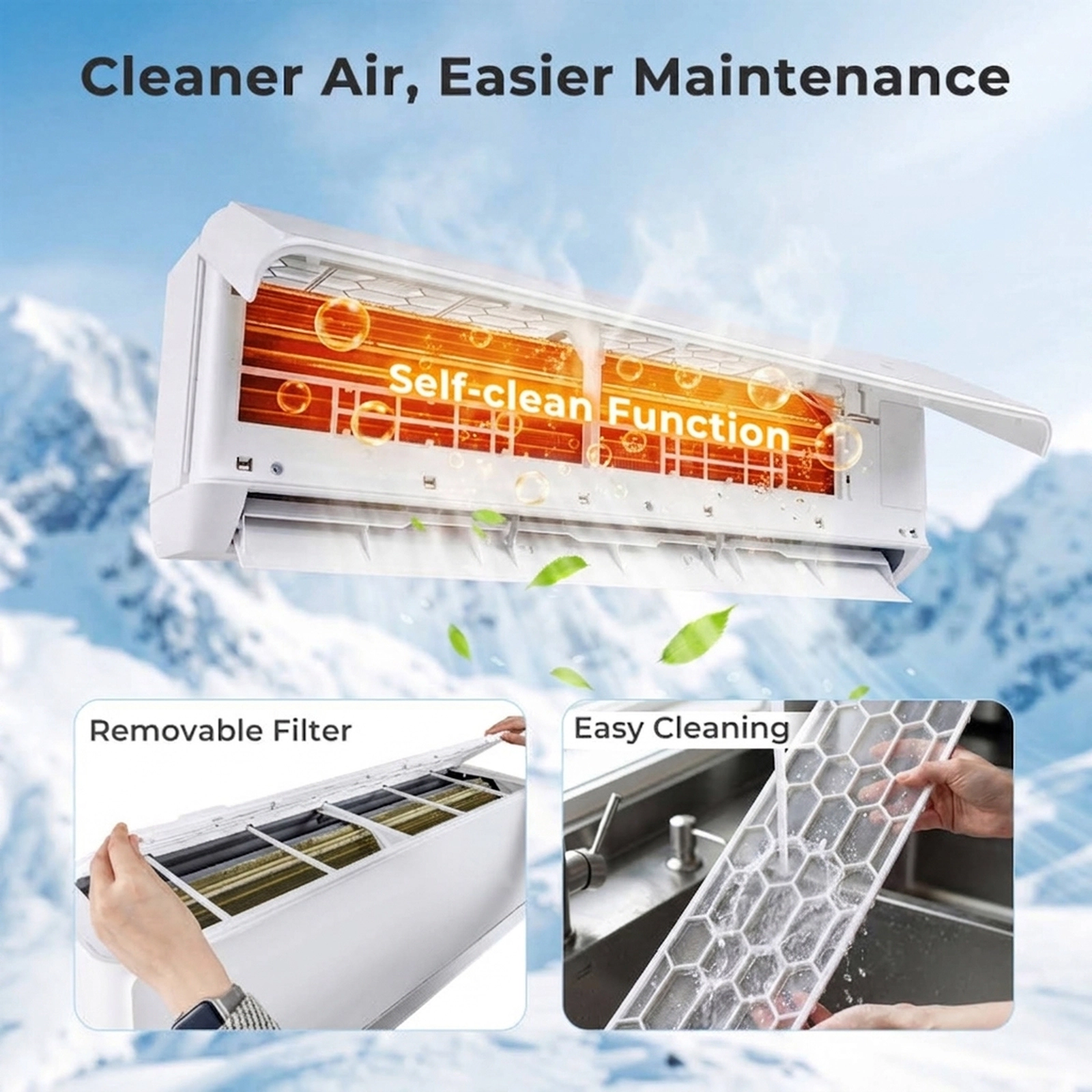 SUGIFT 18000-BTU 2-Zone 24-SEER2 208-230V R454B Ductless Mini Split Air Conditioner Heat Pump 9K + 12K