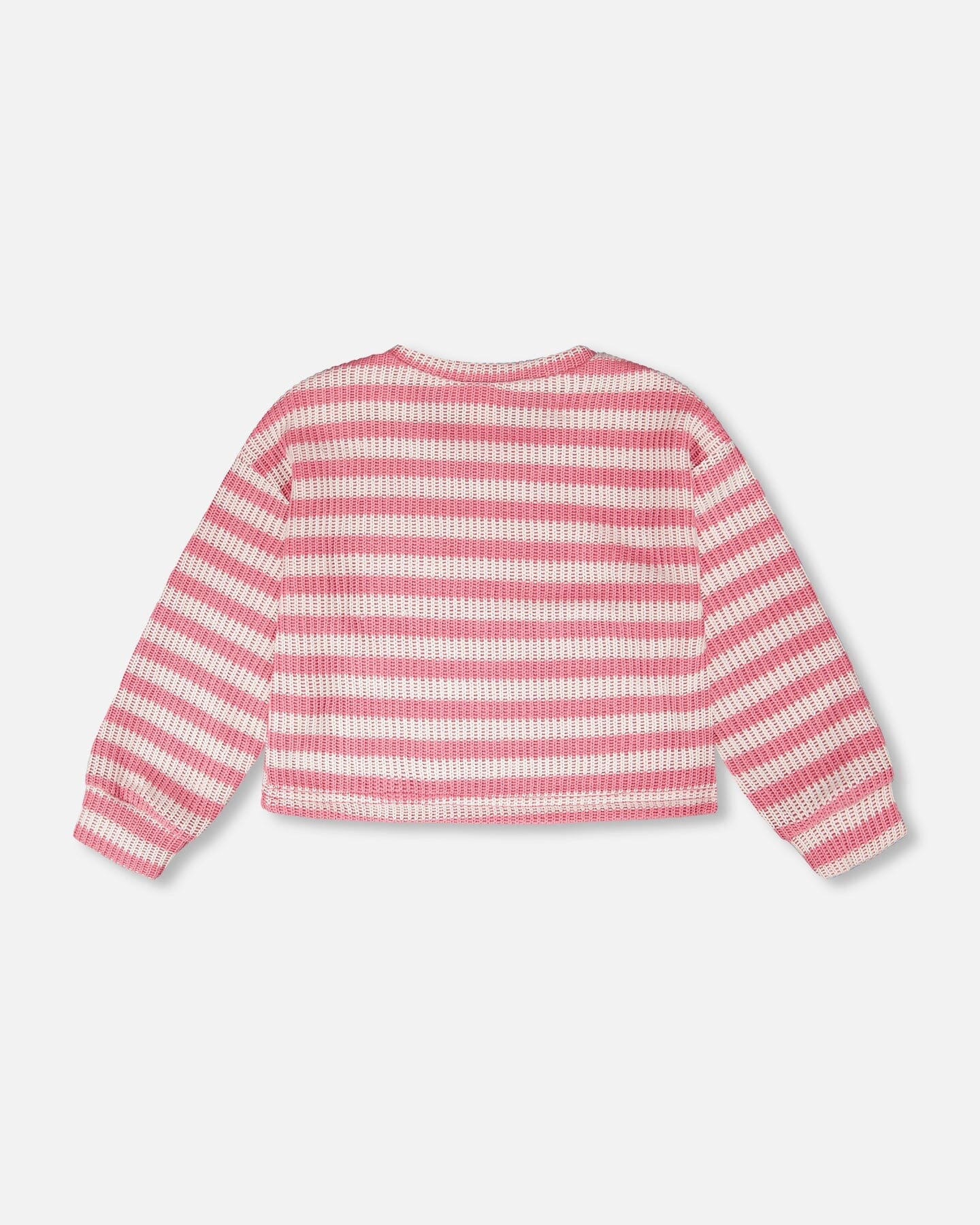 Deux par Girls Striped Ribbed Shoulder Button Sweater