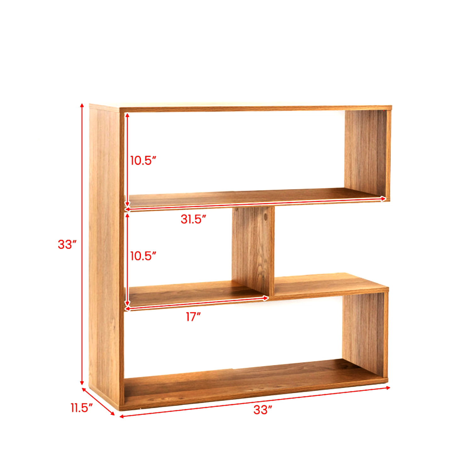 Hivvago 3-Tier Curved Bookcase with Safety Feature