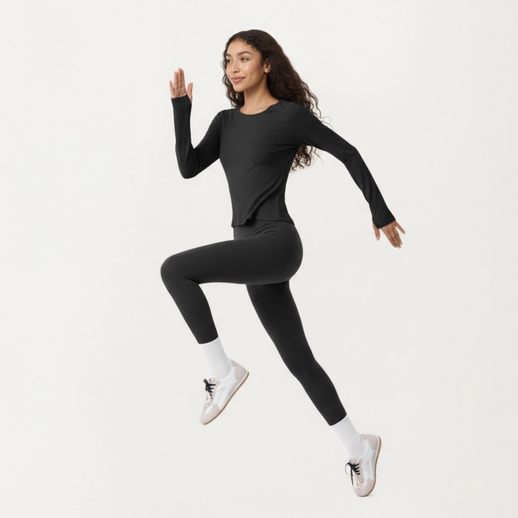Anna-Kaci Women's Long Sleeve Active Top with Soft Stretch Fabric Crew Neckline Clean Minimal Silhouette