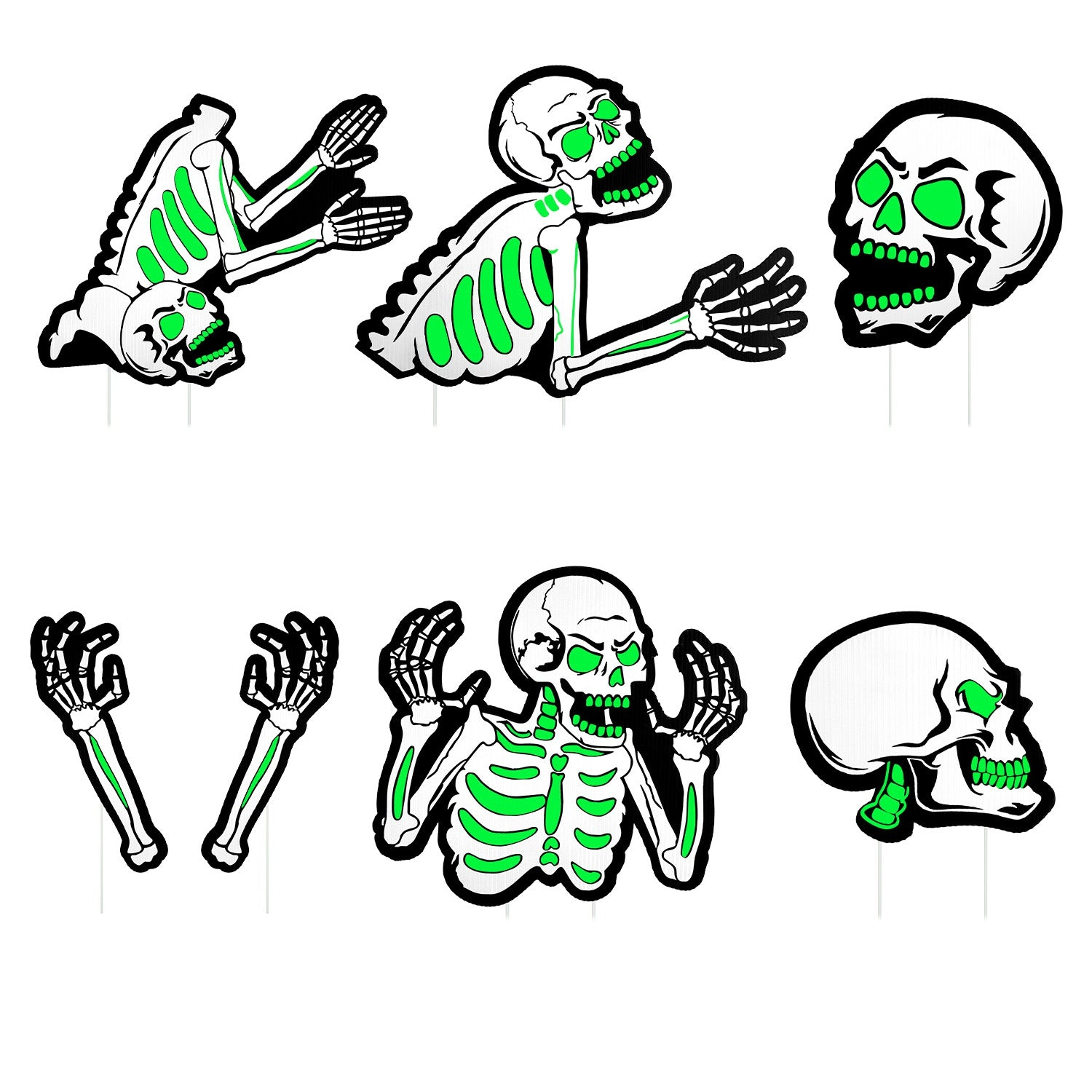 GBruno Glow-in-the-Dark Halloween Skeleton Yard Signs
