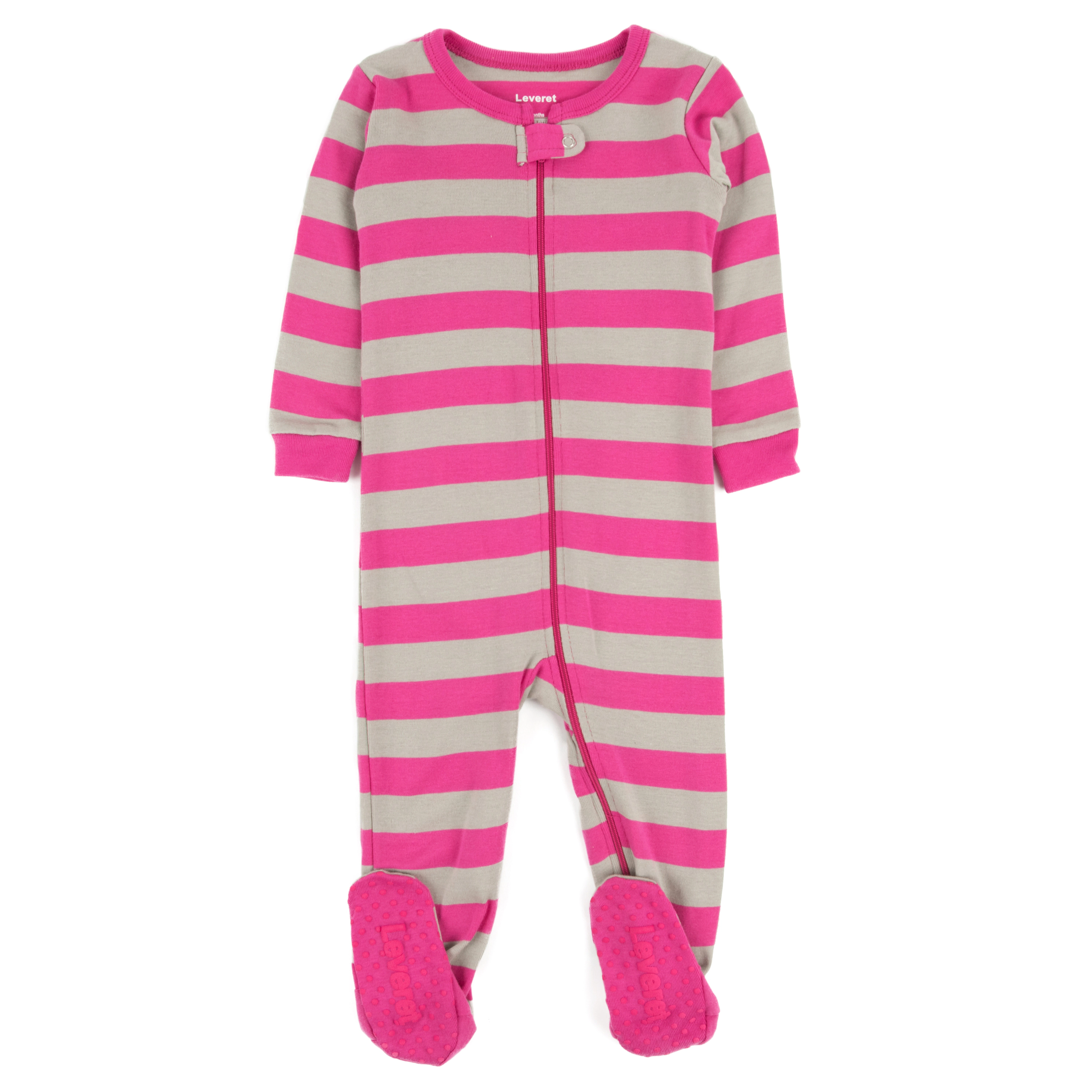 Leveret Baby/Toddler Girls Pink Striped Cotton Footed Pajamas