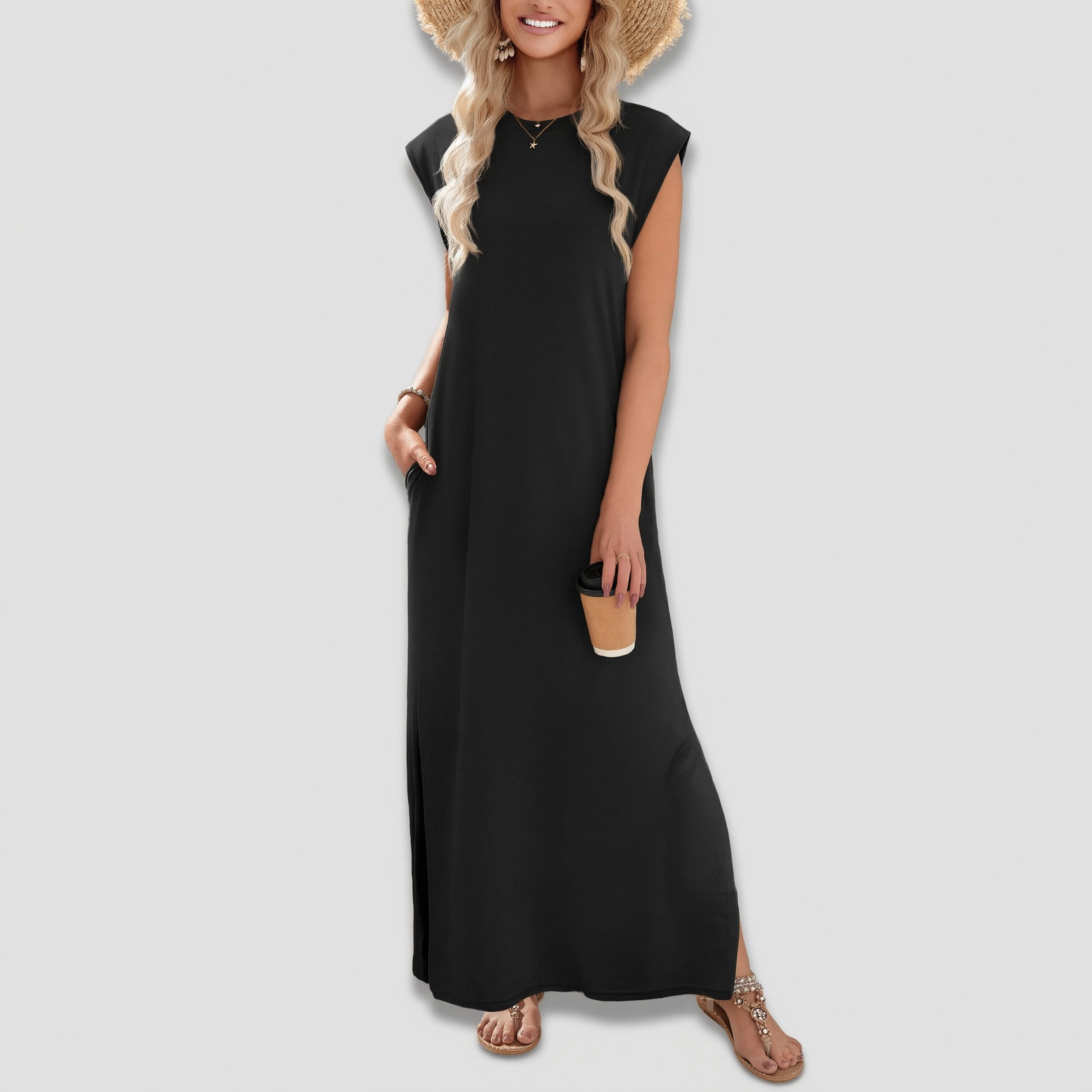 Zeagoo Women's Round Neck Sleeveless Maxi Dress