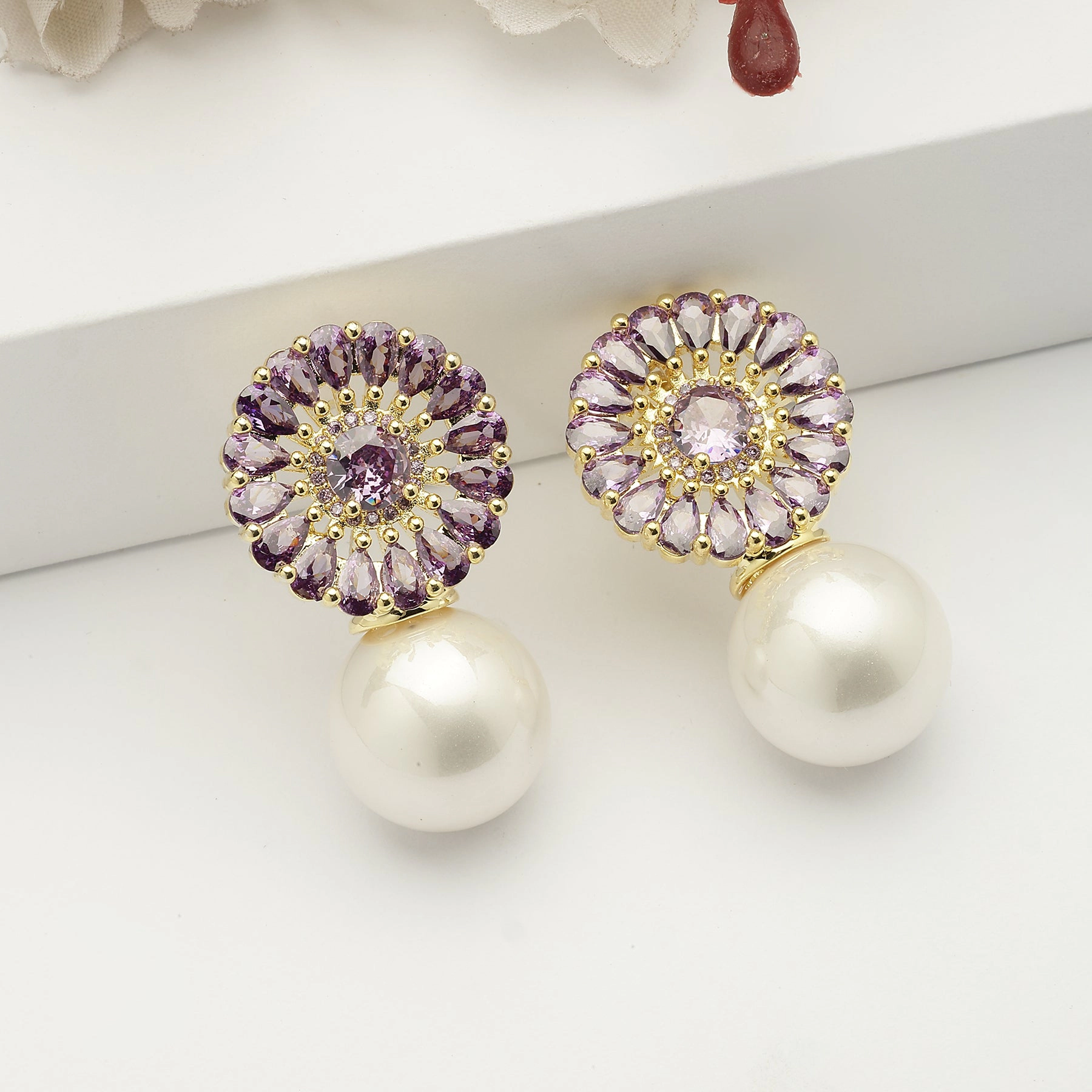 AGP PARIS Womens Floral Drop Earrings