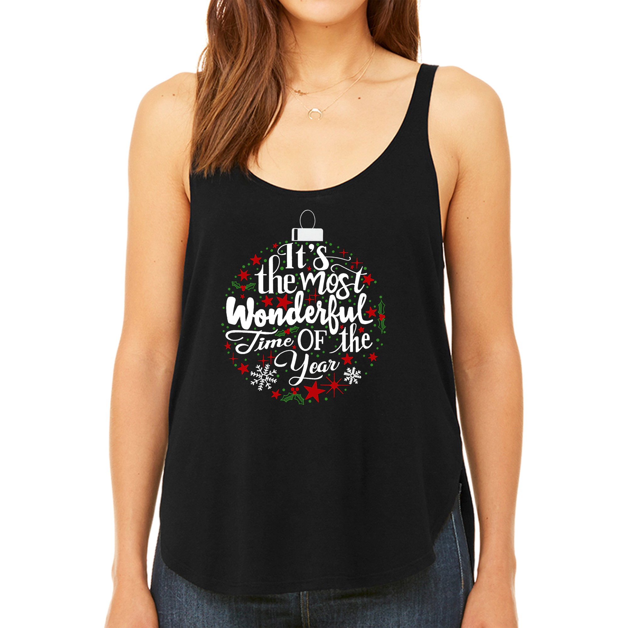 LA Pop Art Women's Premium Word Flowy Tank - Christmas Ornament