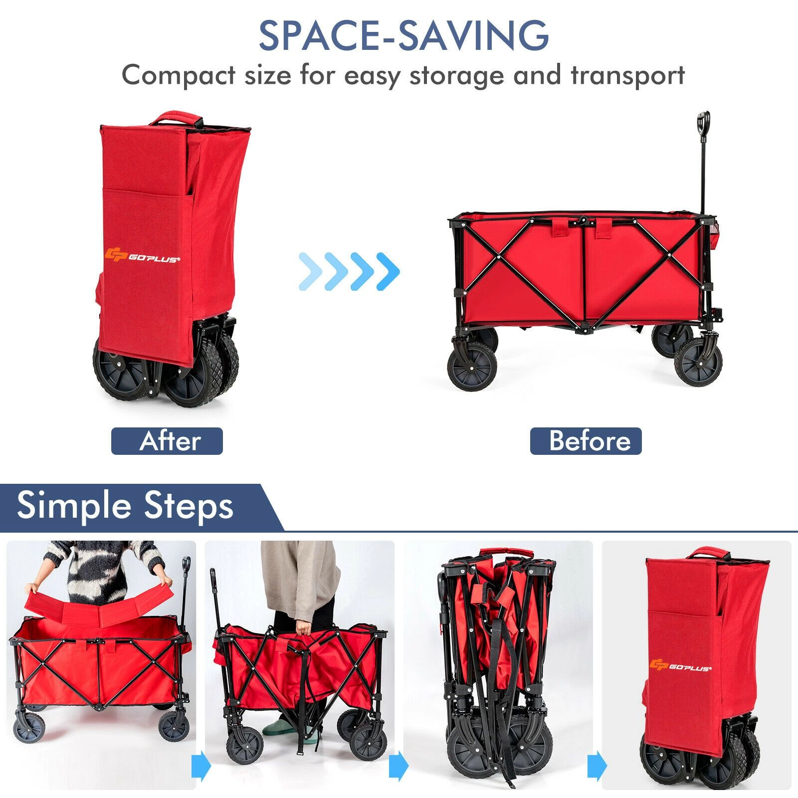 SlickBlue Folding Utility Wagon Cart with 180 lb Weight Capacity