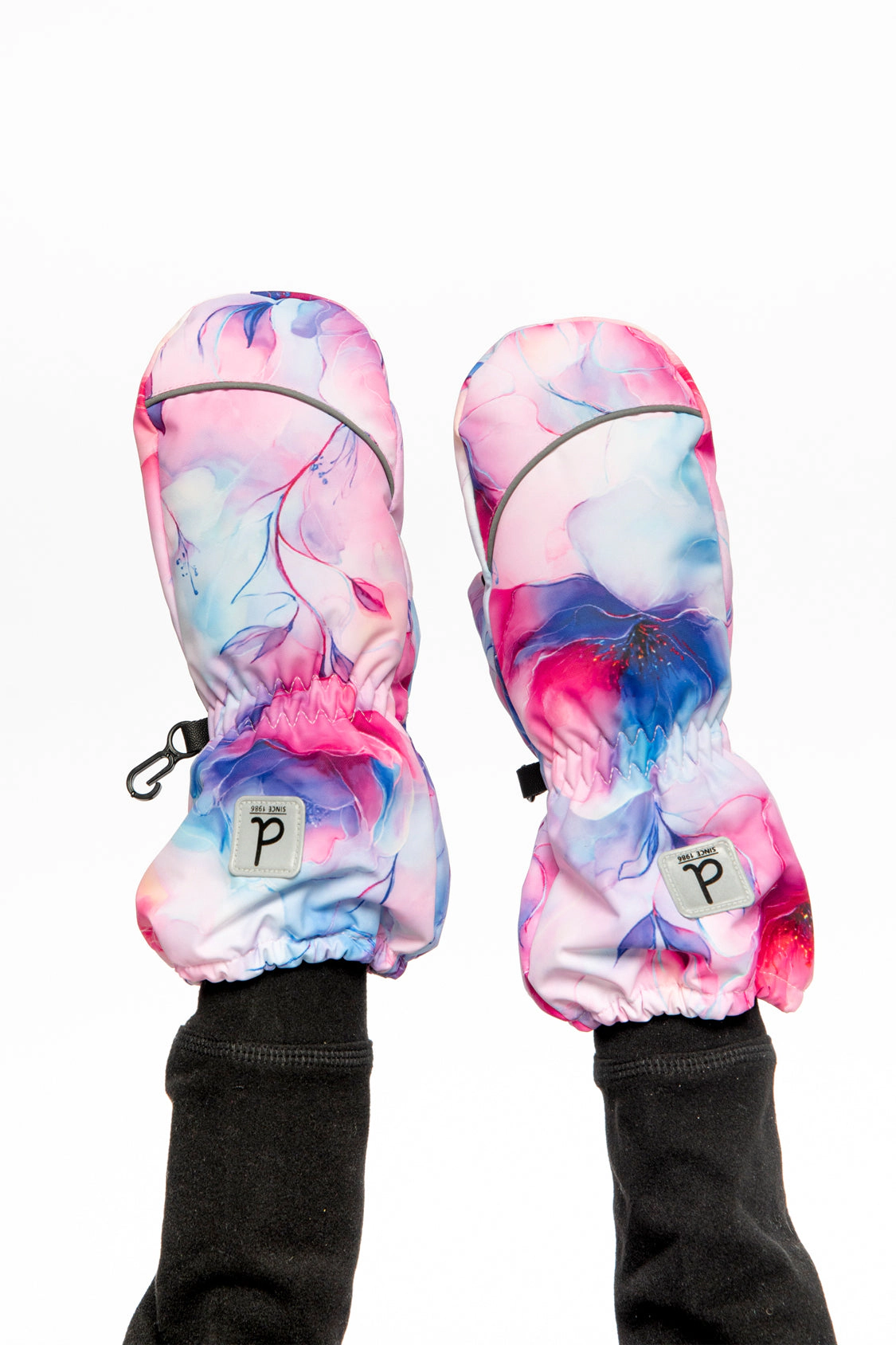Deux par Girls Play Flower Print Waterproof Winter Mittens with Rubberized Palm