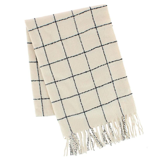 CTM® Adult Grid Pattern Soft Winter Scarf with Fringe