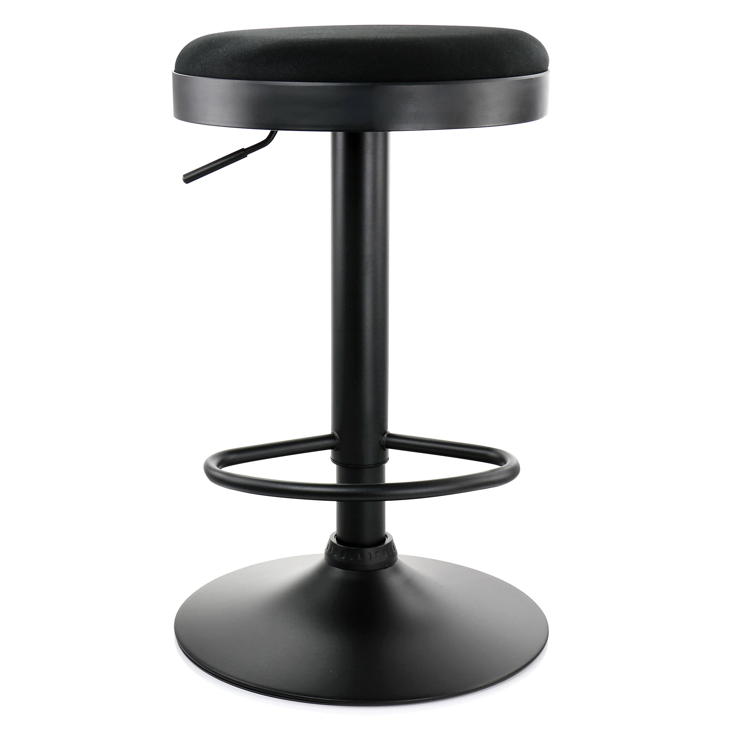 Elama 2 Piece Backless Adjustable Fabric Bar Stool in Black with Black Base