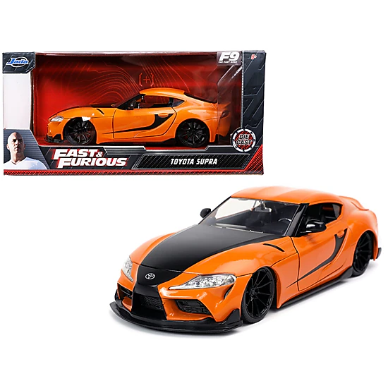 Jada Collectible Toyota Supra Orange With Black Stripes "Fast & Furious 9 F9" (2021) Movie 1/24 Diecast Model Car