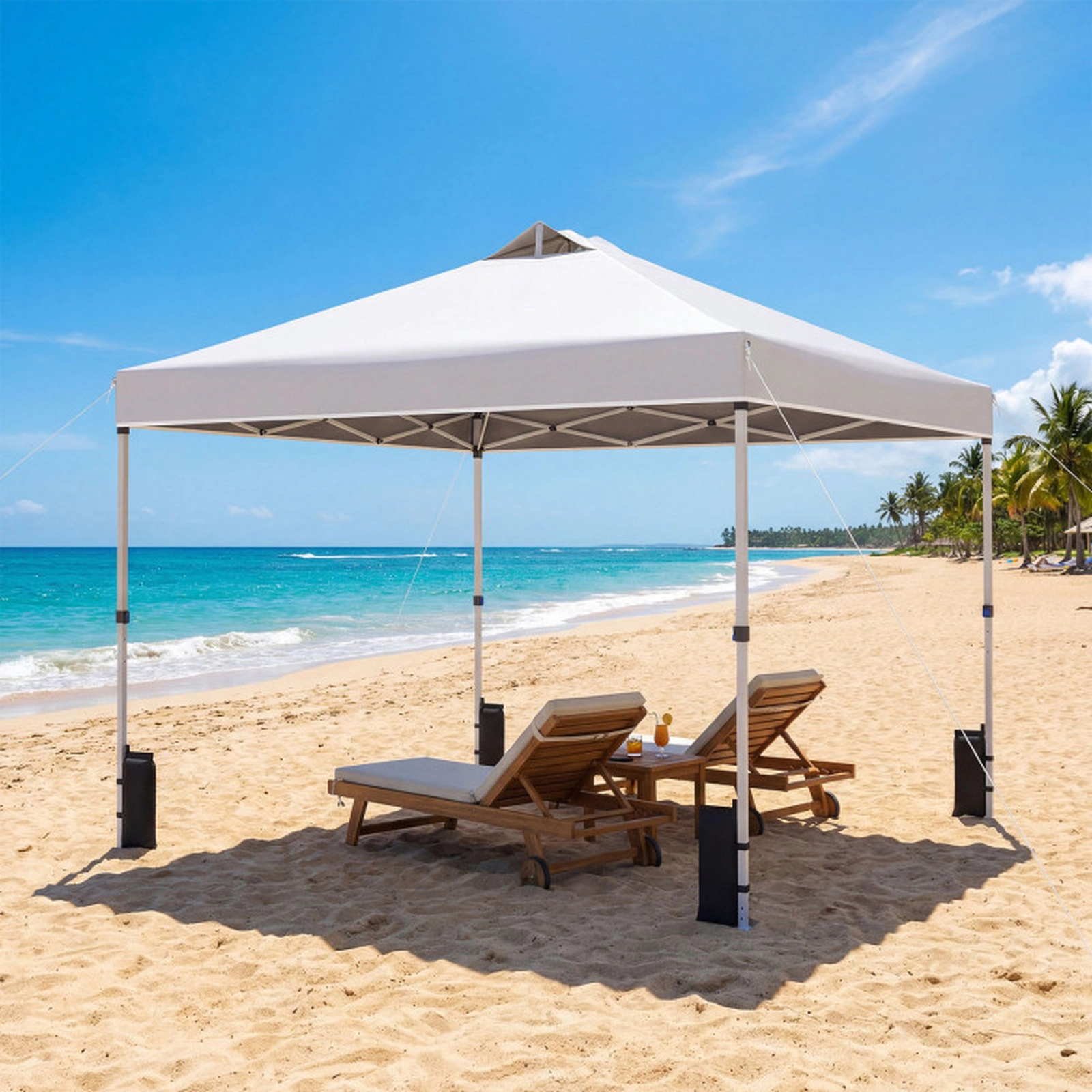 SUGIFT 10 x 10Feet Pop Up Outdoor Commercial Canopy Tent with One-Hand Center Lock and Roller Bag White