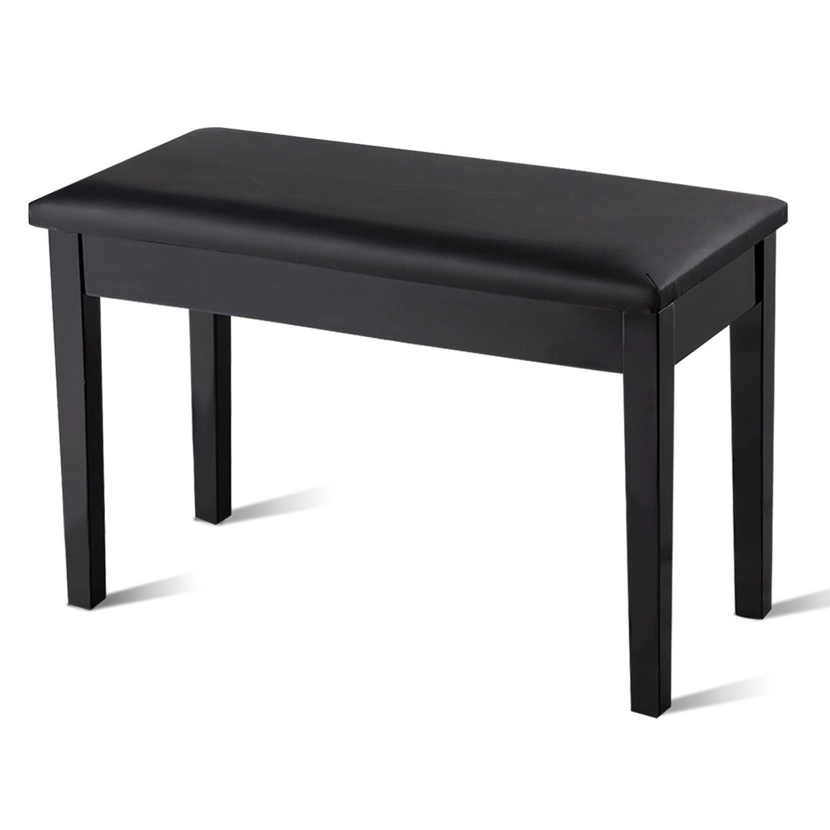 LJG Solid Wood PU Leather Padded Piano Bench Keyboard Seat