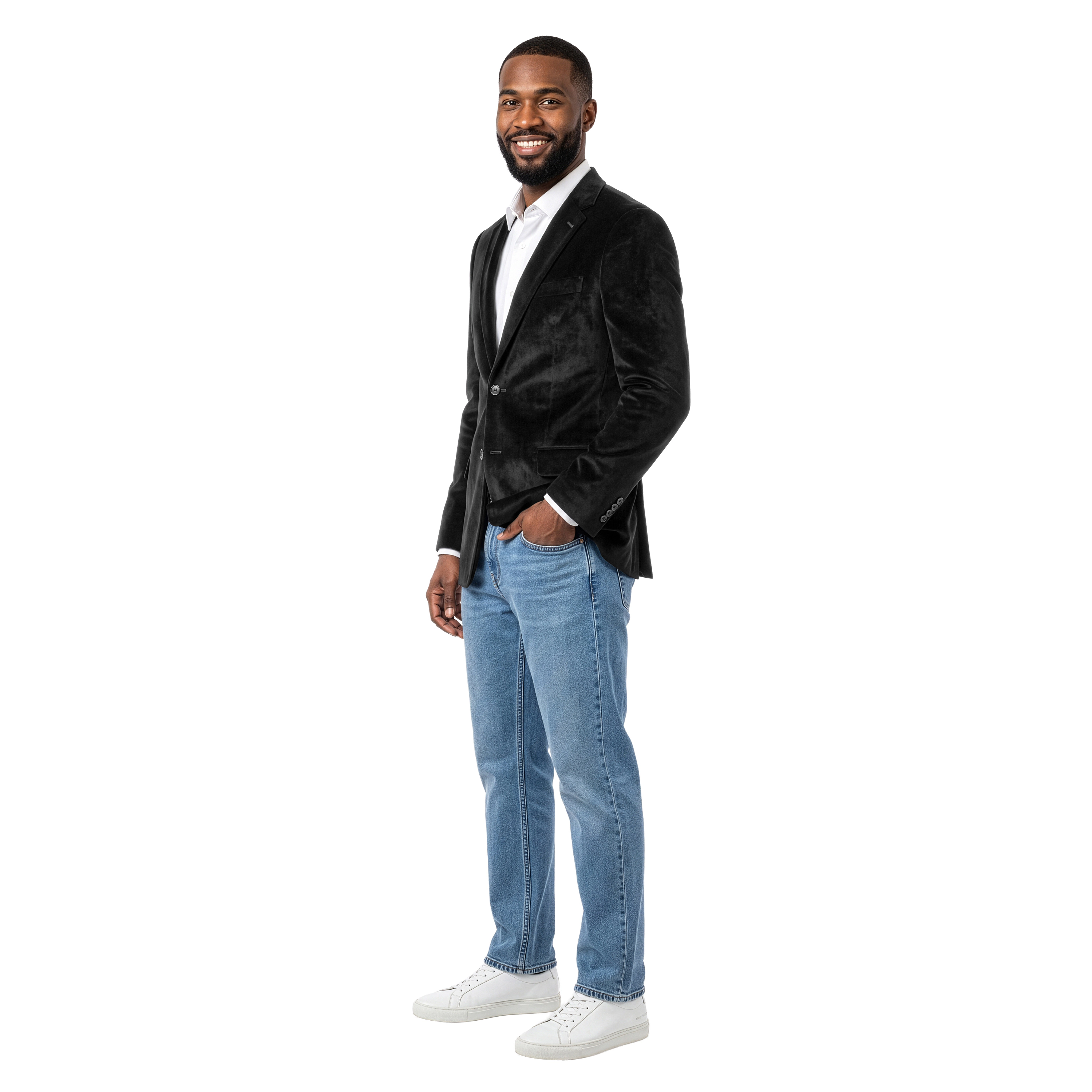 Tazzio Mens Velvet Two Button Jacket