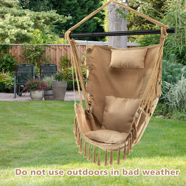 Hivvago Hanging Rope Swing Chair With Soft Pillow And Cushions