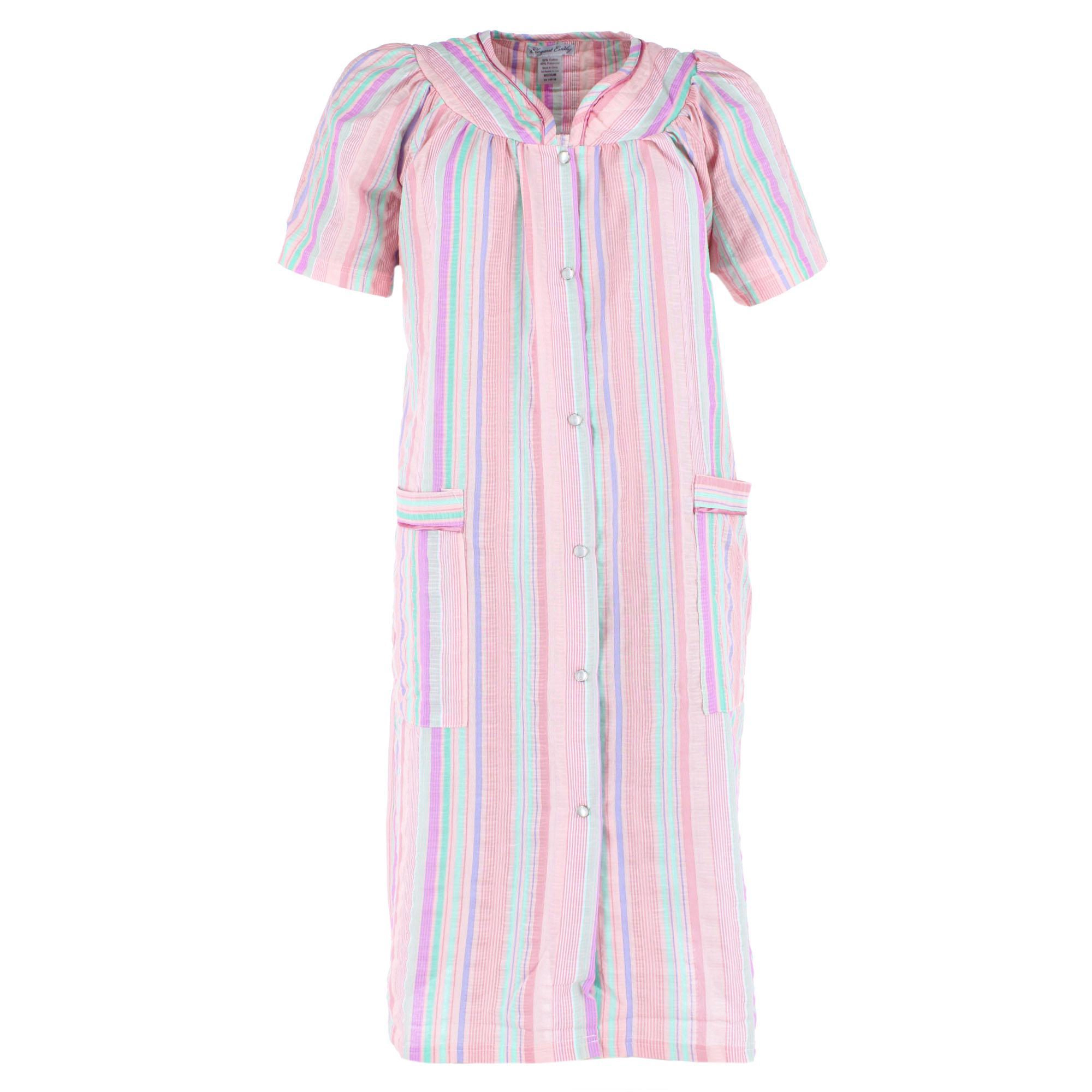 Elegant Emily Women's Woven Plisse Striped Duster Down
