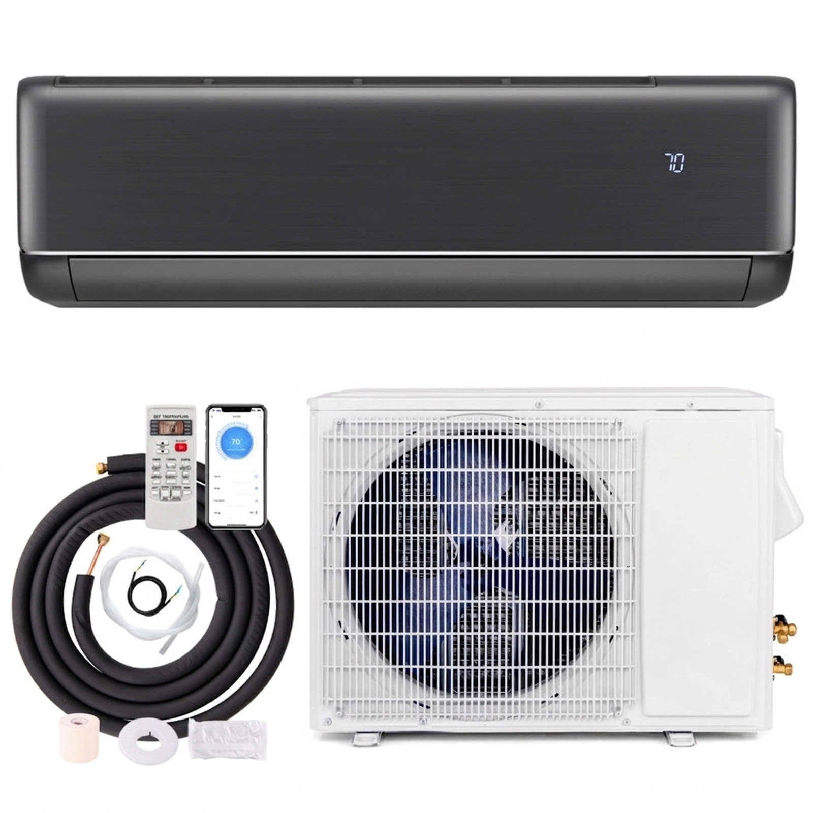SUGIFT 24000-BTU 21-SEER2 1500-sq ft 208-230V Gray WiFi Ductless Mini Split Air Conditioner and Heater