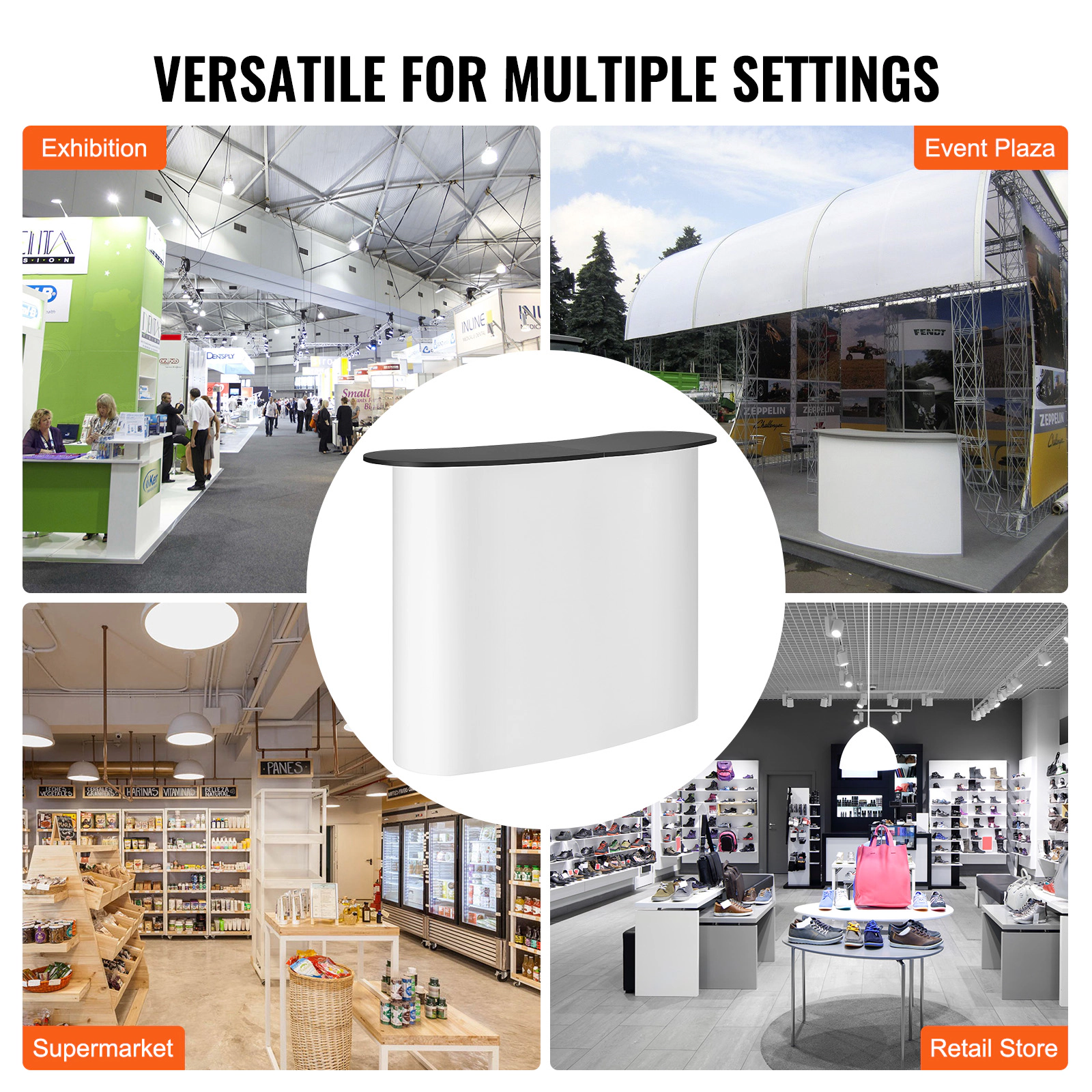 HONGGE Portable Tradeshow Podium Display Exhibition Counter with Foldable Wall, Pop Up Bar Table with Carrying Bag