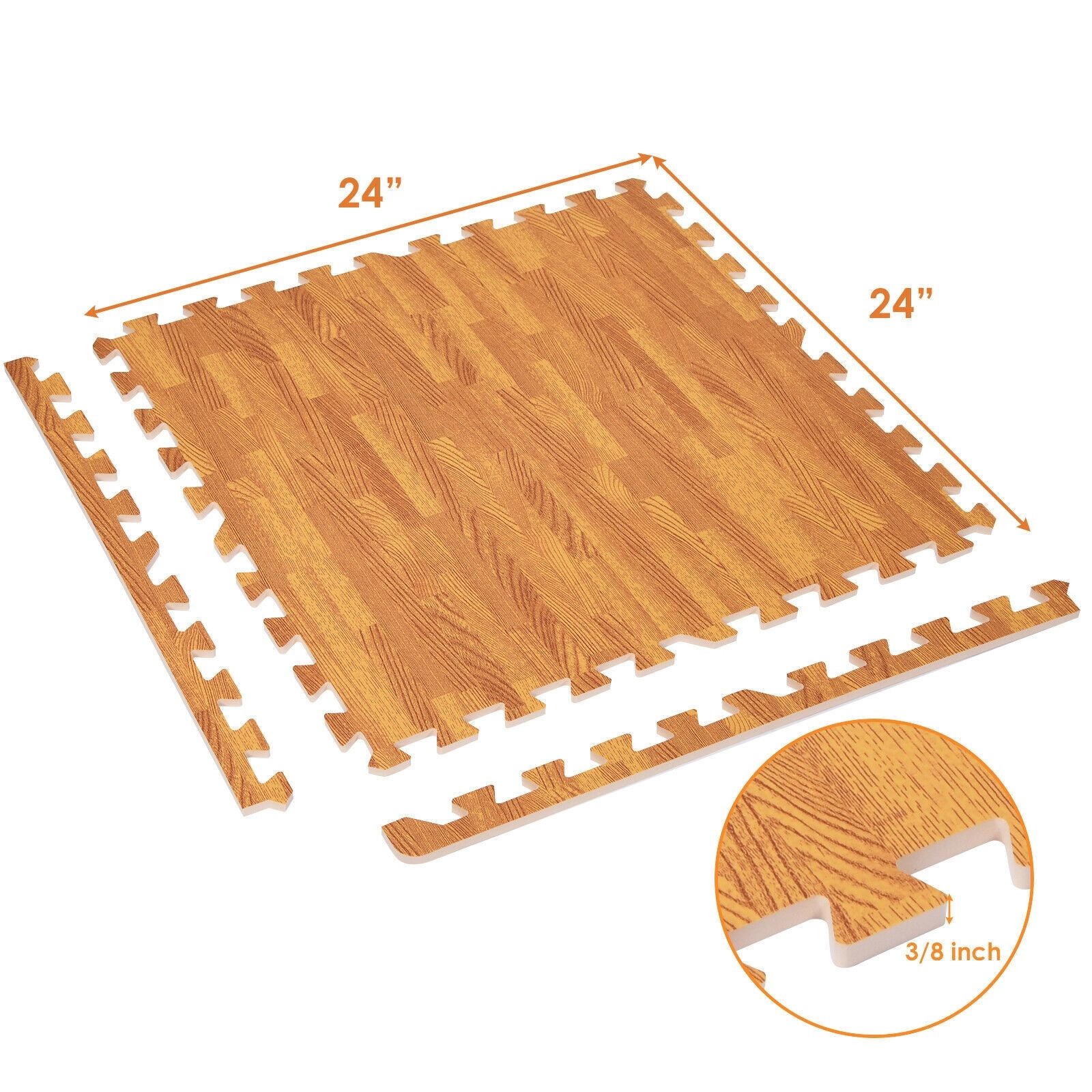 SlickBlue 12-Piece EVA Foam Floor Mat Set with Edge Strips, 8' x 6'