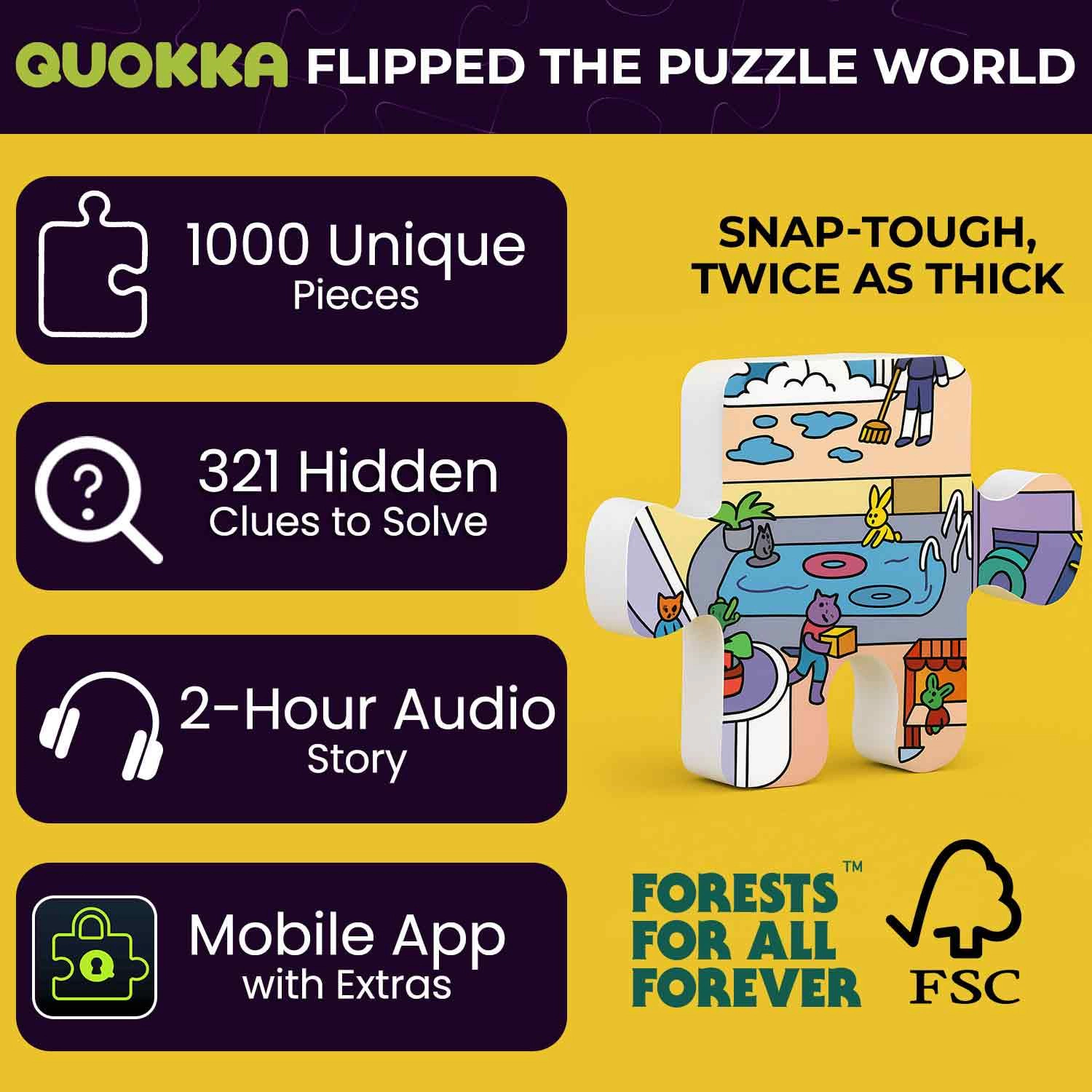 QUOKKA 1000-Piece Jigsaw Puzzles for Adults – Cruise Vistas, Galactic Tails, Knightly Cats Premium Box, Extra Fun Challenges