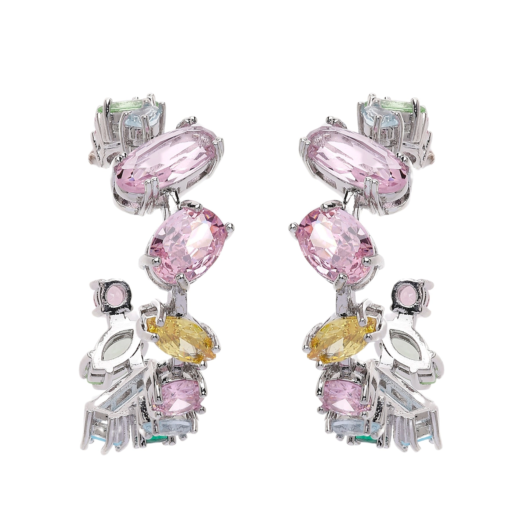 AGP PARIS Womens Whimsical Multicolored Hoop Earrings