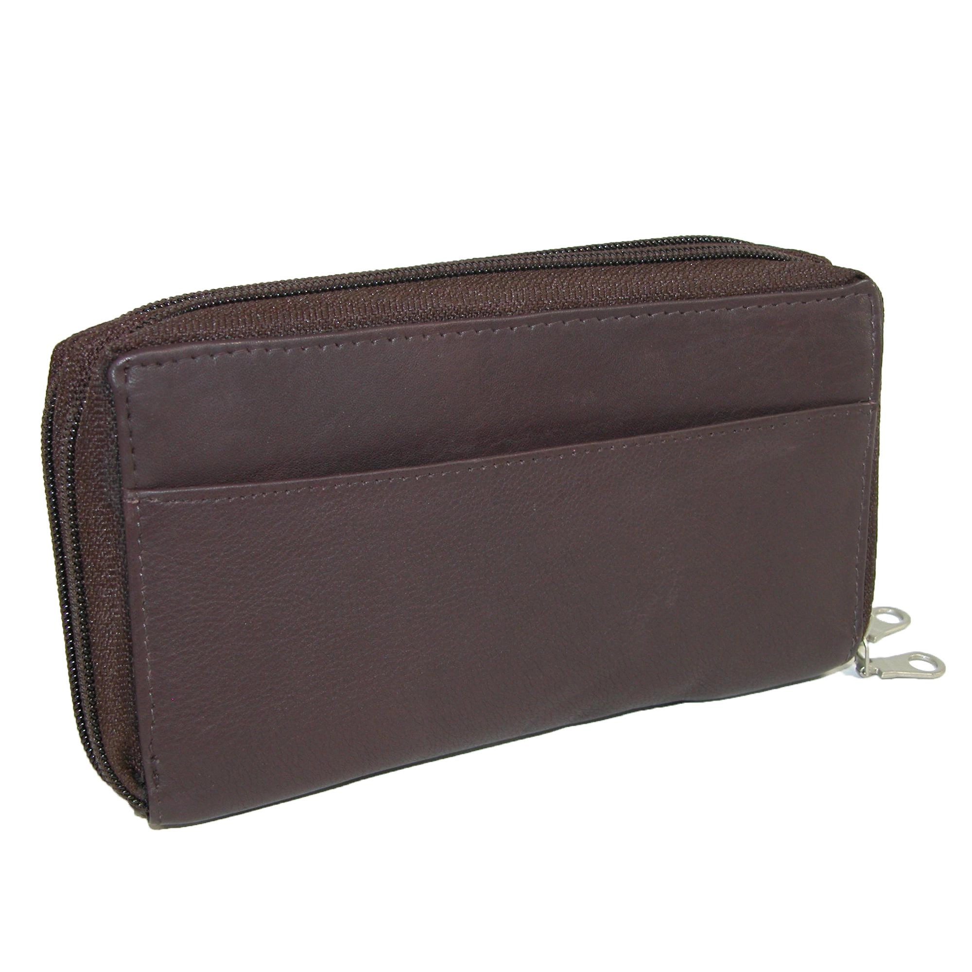 Paul & Taylor Leather Double Zippered Checkbook Cover Wallet