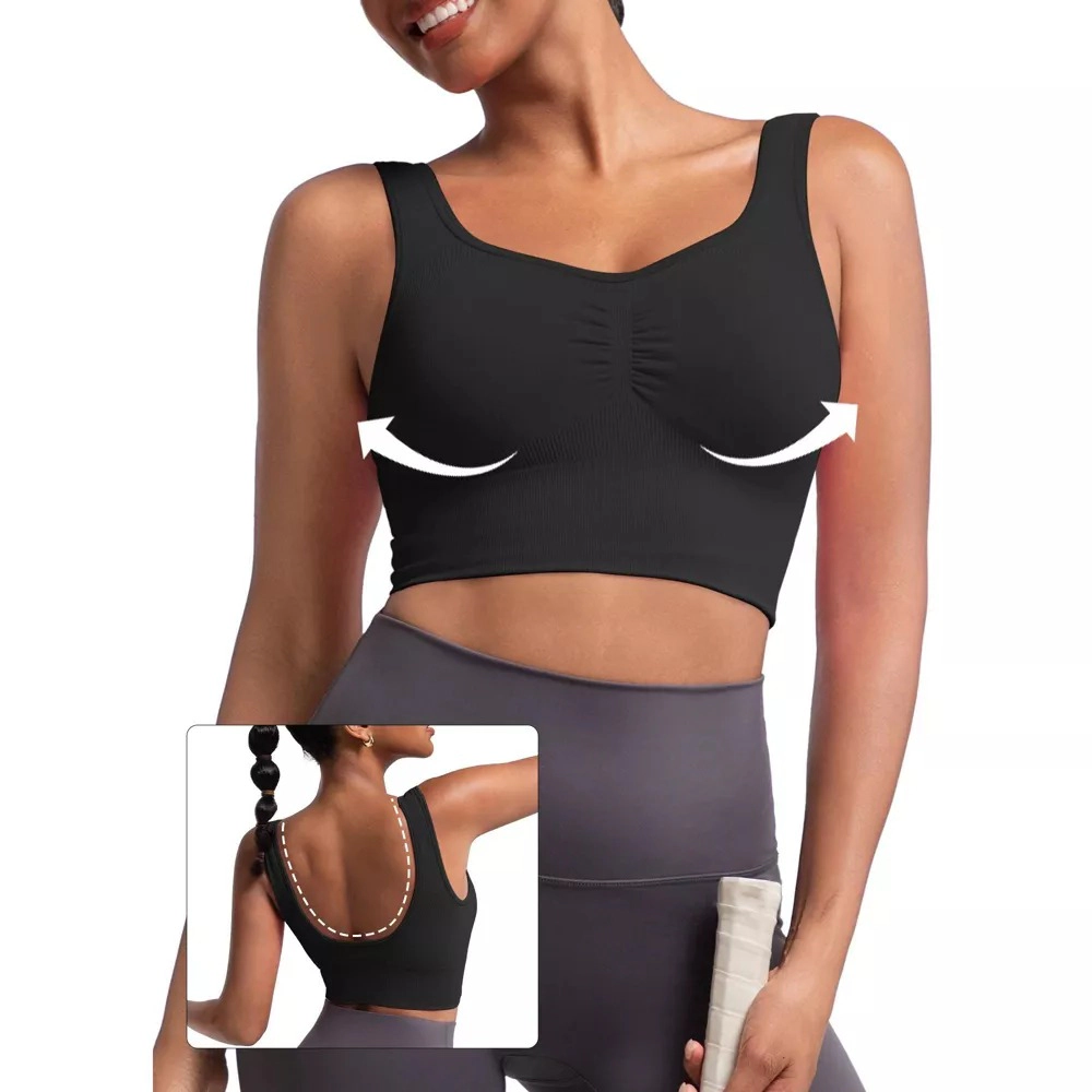 Sol Living Womens Longline Sports Bra Workout Crop Tank Top