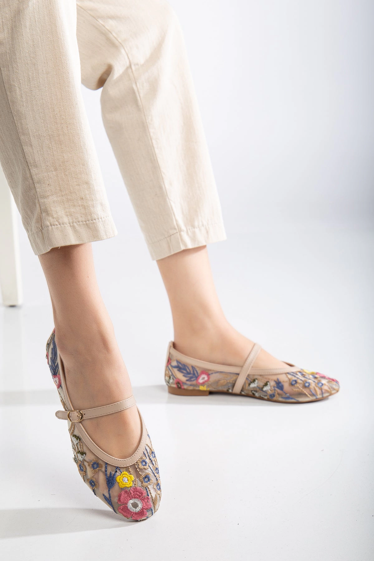 Prologue Shoes Womens Fauna Mesh Mary Jane Flats