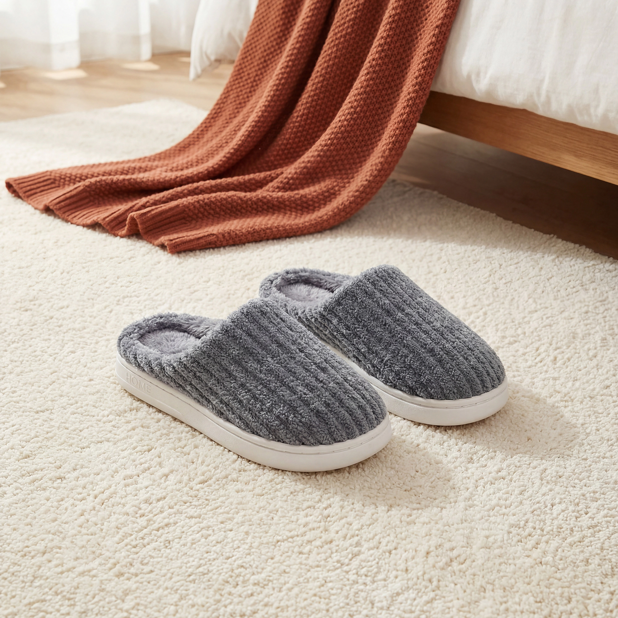 BLISSFUL STEP Women's Warm Fuzzy Comfortable Indoor Slip-On House Slippers