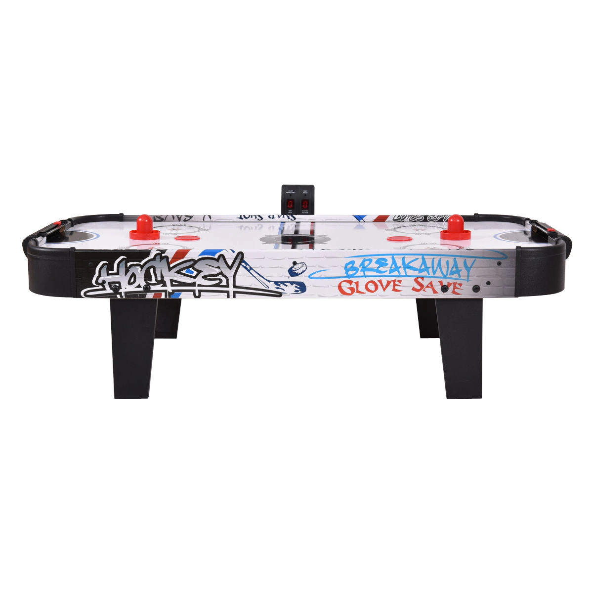 SUGIFT Kids White Tabletop Air Hockey Table with LED Scorer and 2 Pushers 42-in W 21-in D 12-in H 12-Volt Motor
