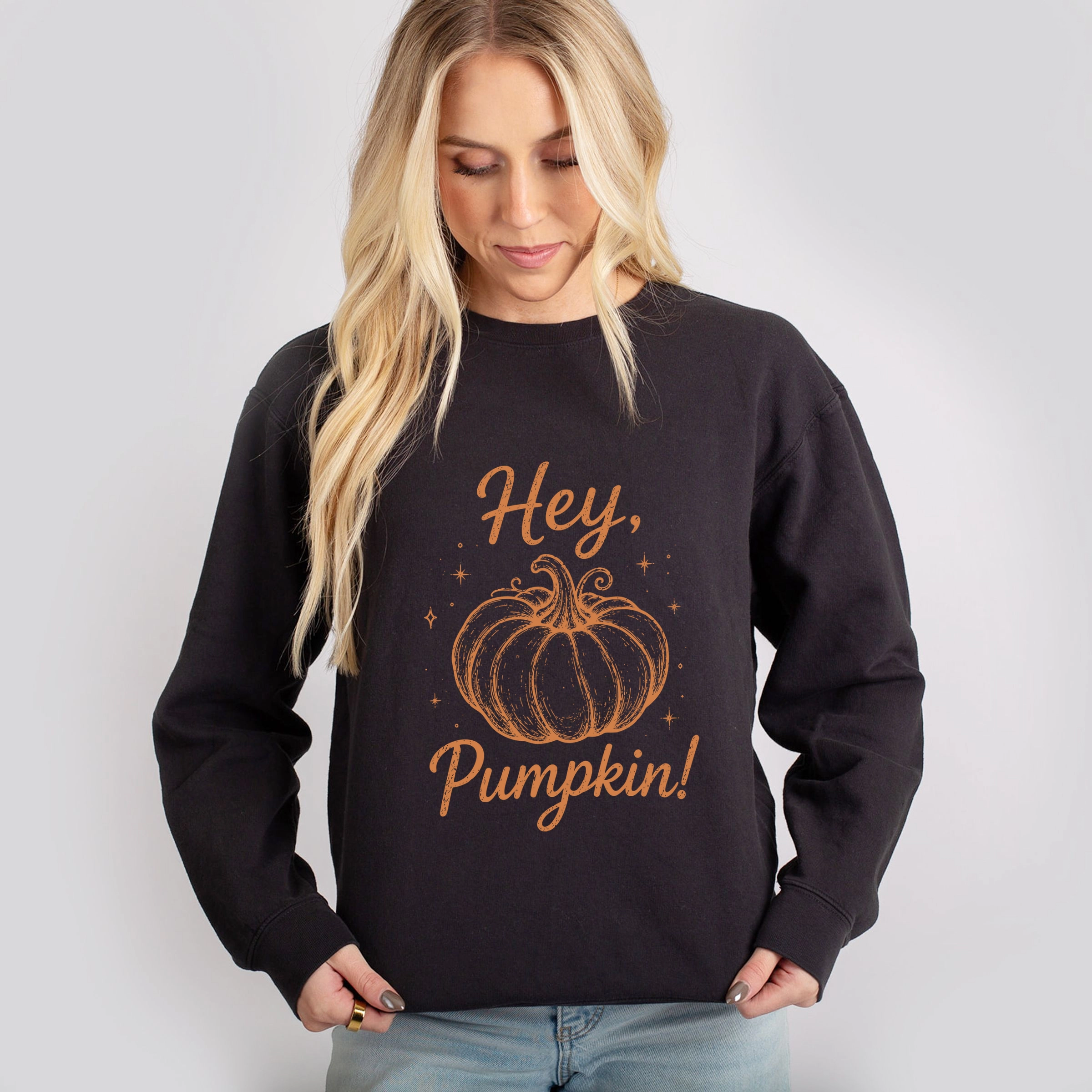 Simply Sage Market - Women's Lightweight Garment Dyed Sweatshirt Hey Pumpkin Sparkles