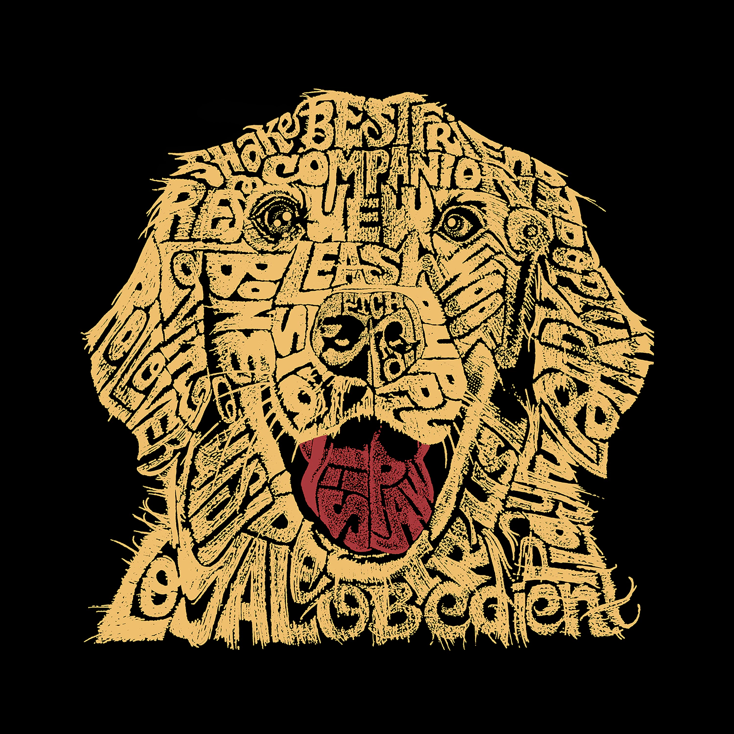 LA Pop Art Dog - Men's Word Hooded Sweatshirt