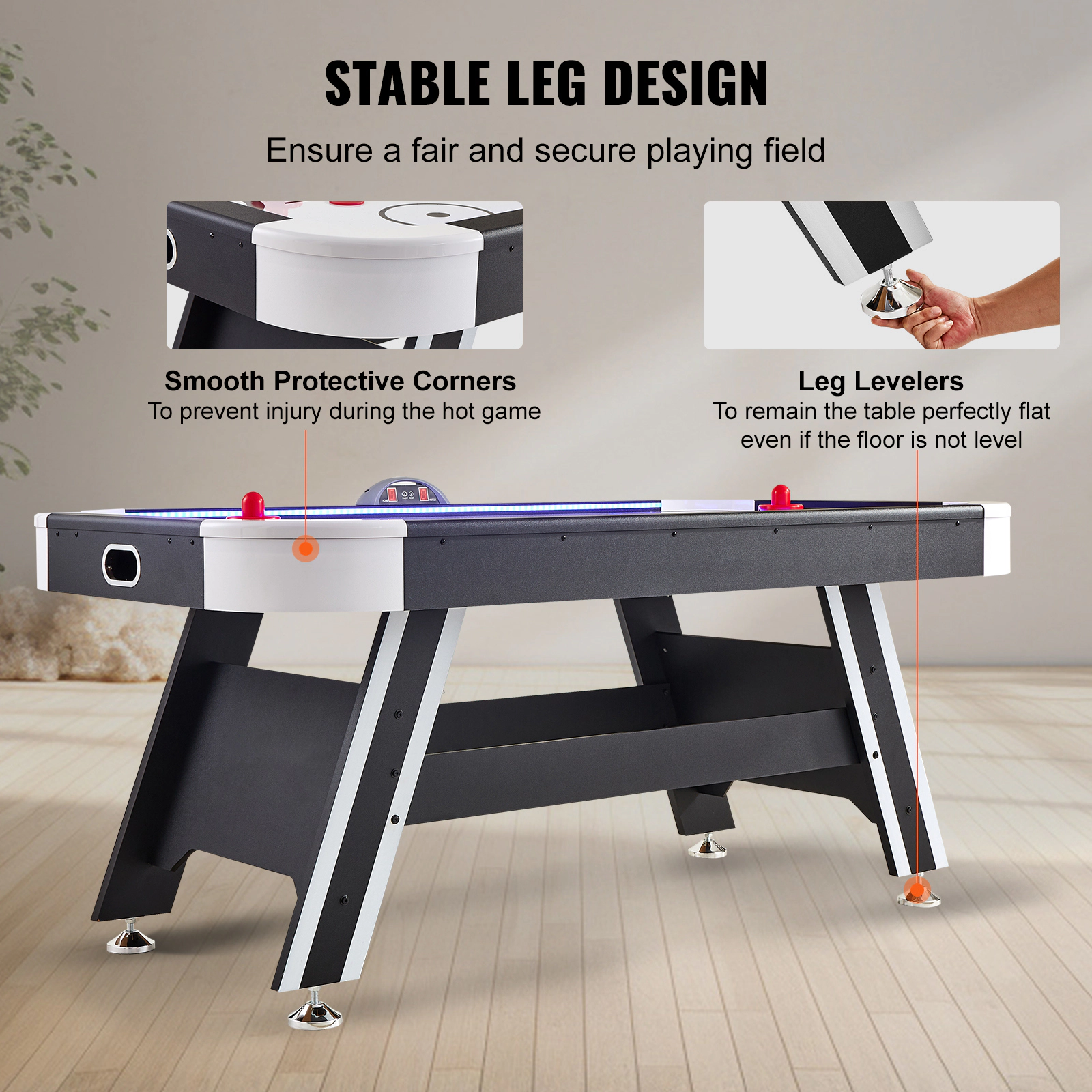HONGGE Indoor Hockey Table Arcade Gaming Set with 2 Pushers, 2 Pucks, Electronic Game for Family Room